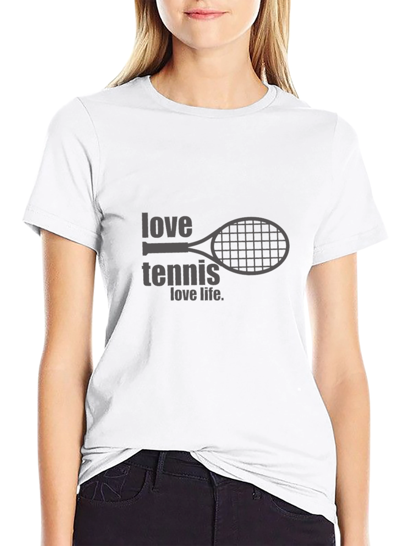 Love Tennis Life Black Graphic Tee