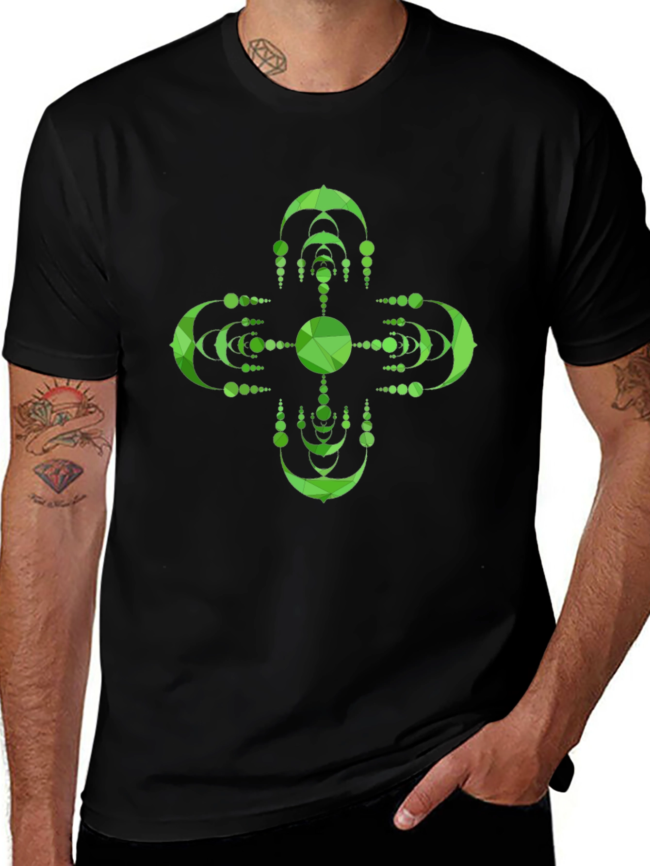 Geometric Green Mandala Graphic Tee