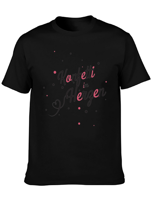 Konfetti im Herzen Graphic Tee - Stylish Black T-Shirt