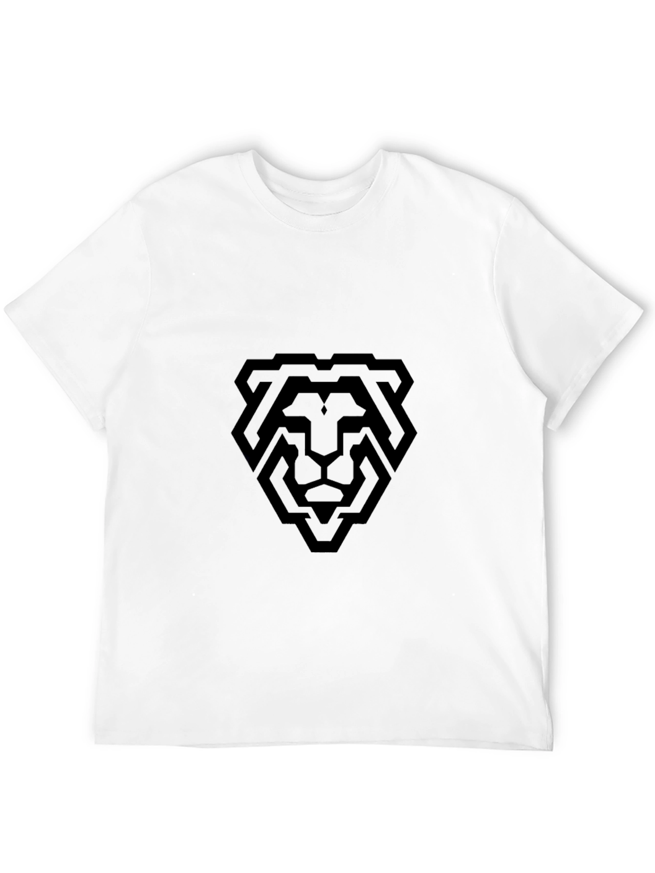 Geometric Lion Graphic Tee - Modern Black T-Shirt