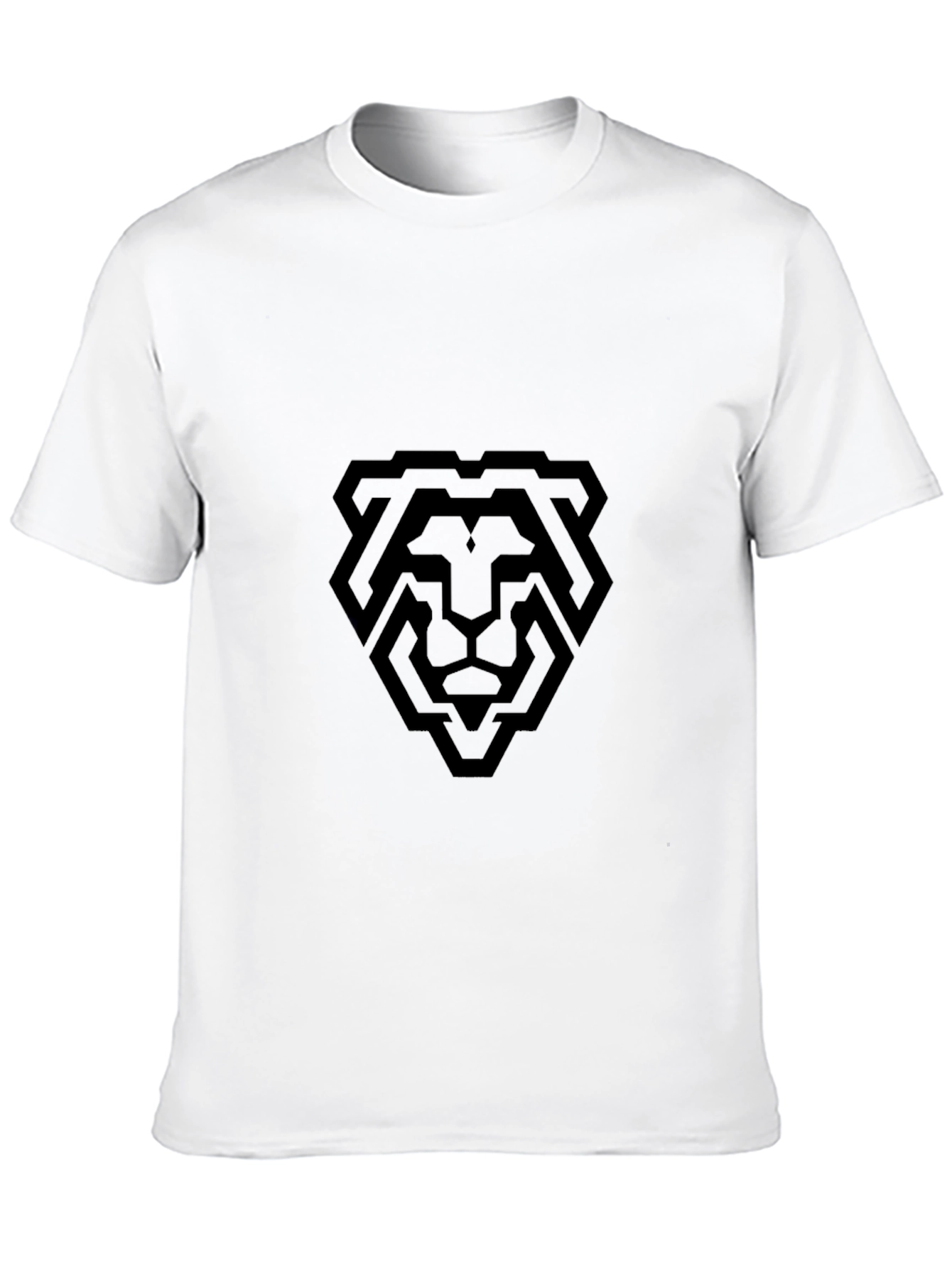 Geometric Lion Graphic Tee - Modern Black T-Shirt