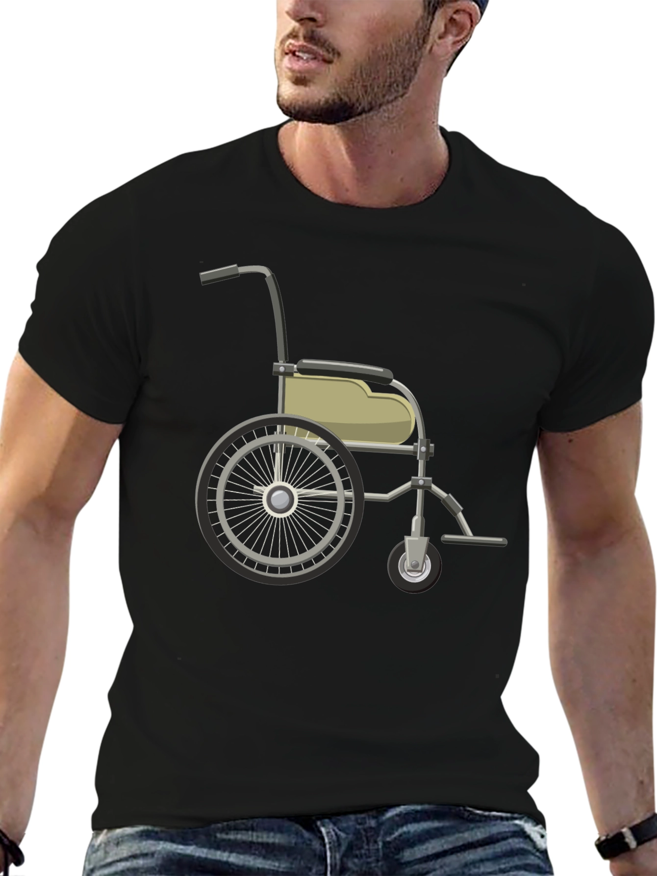 Wheelchair Graphic Black T-Shirt