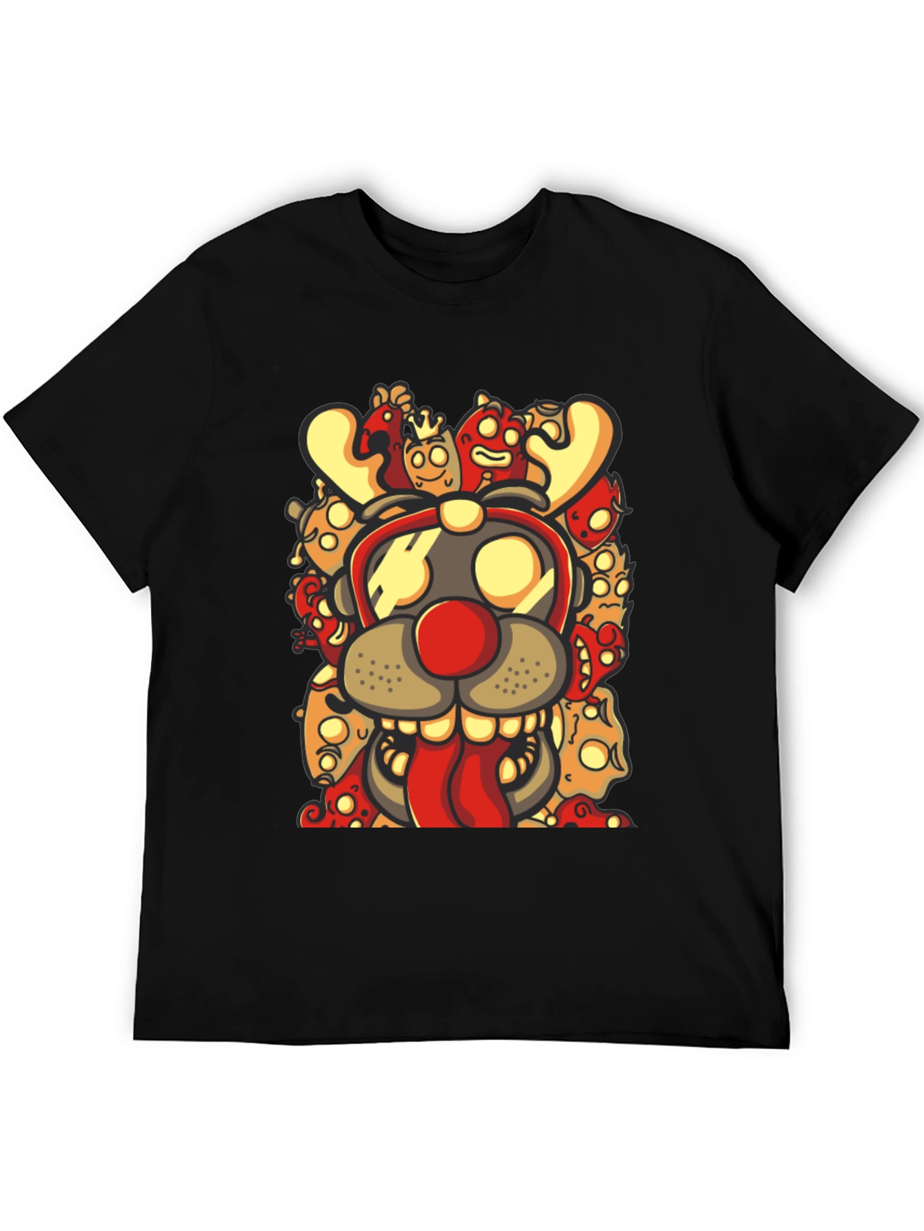 Cartoon Reindeer Graphic Black T-Shirt