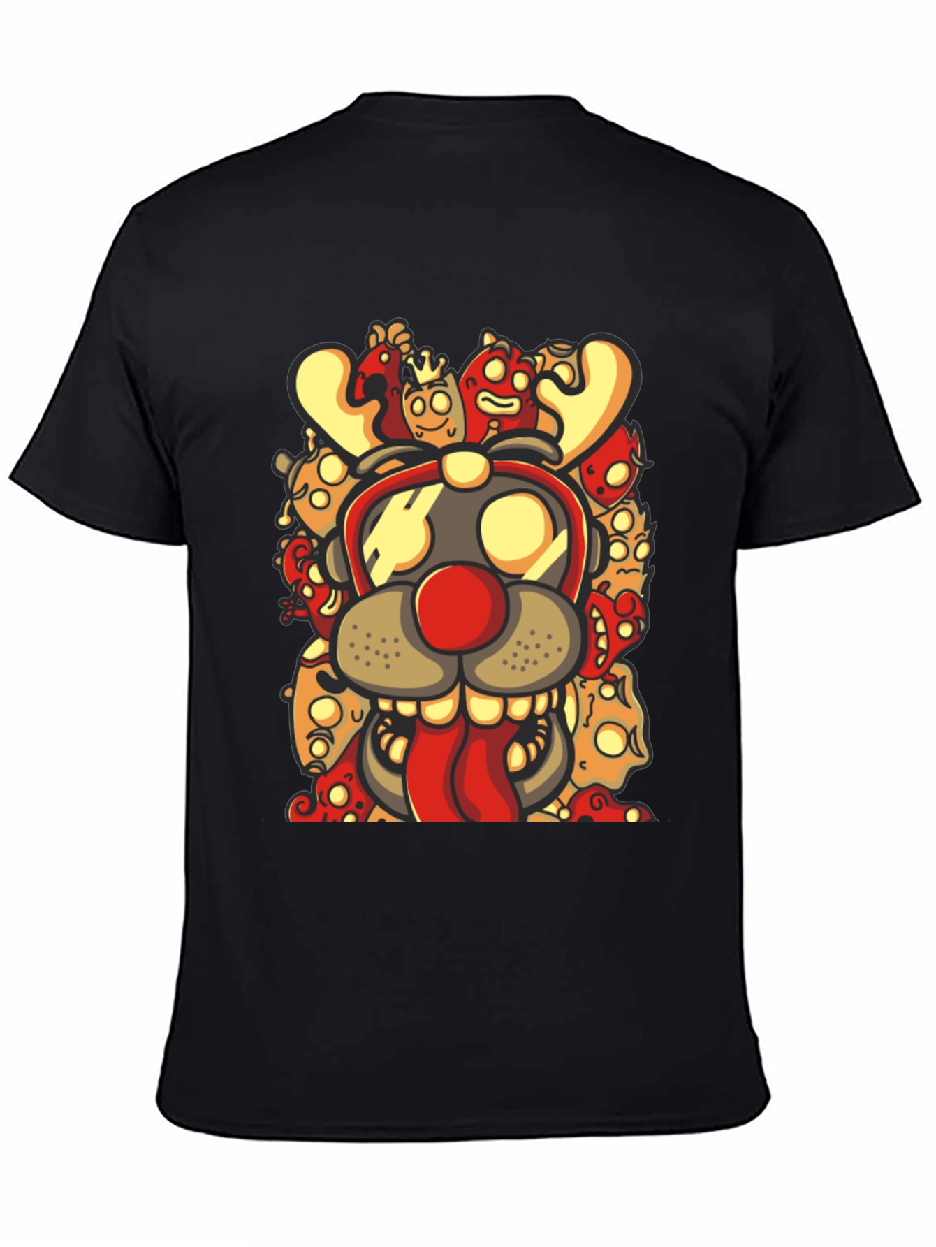 Cartoon Reindeer Graphic Black T-Shirt