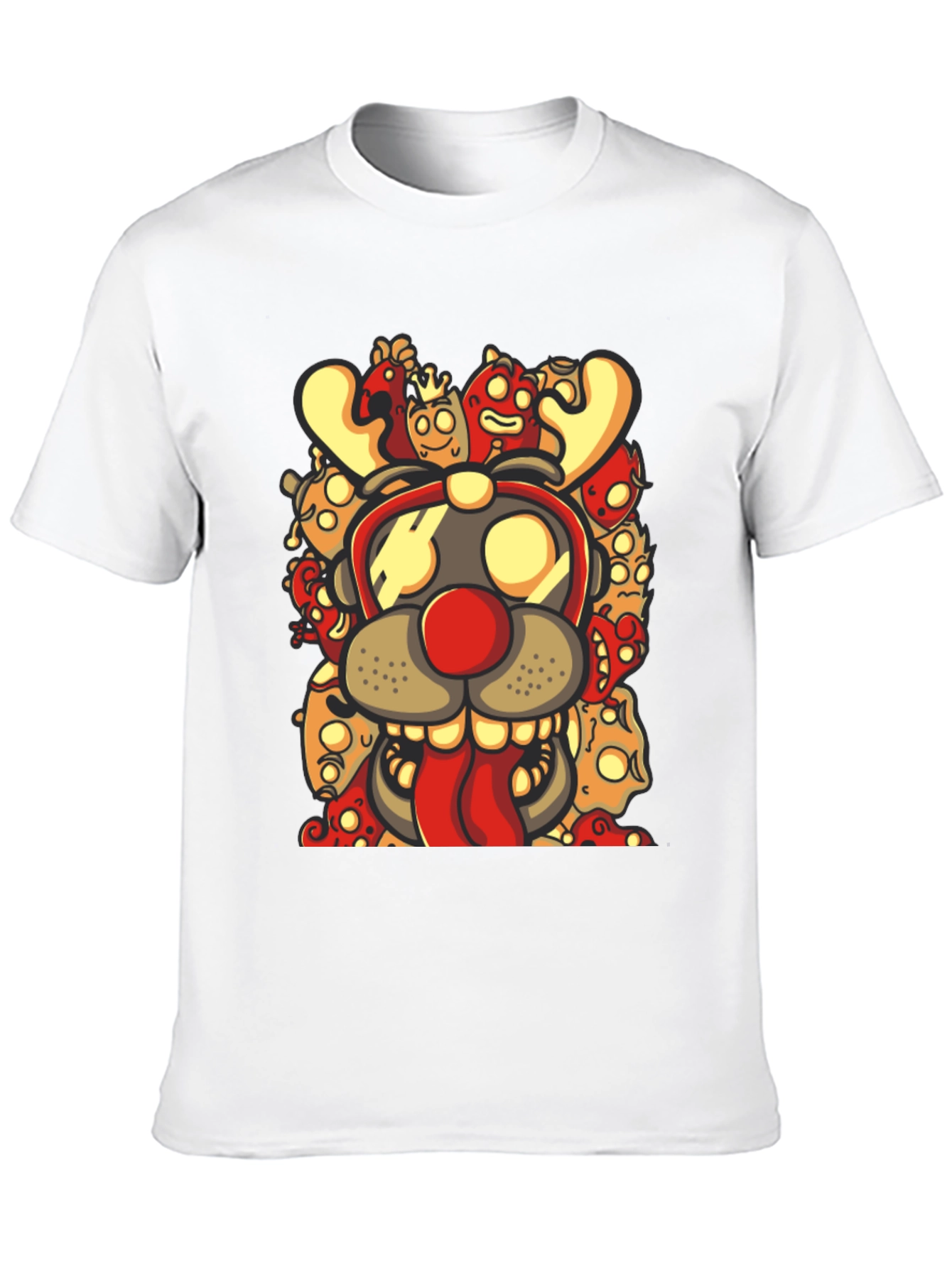 Cartoon Reindeer Graphic Black T-Shirt
