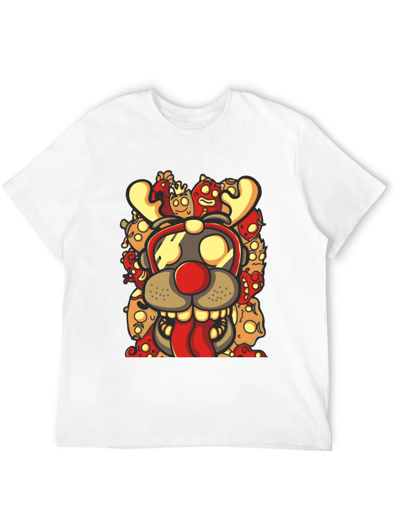 Cartoon Reindeer Graphic Black T-Shirt