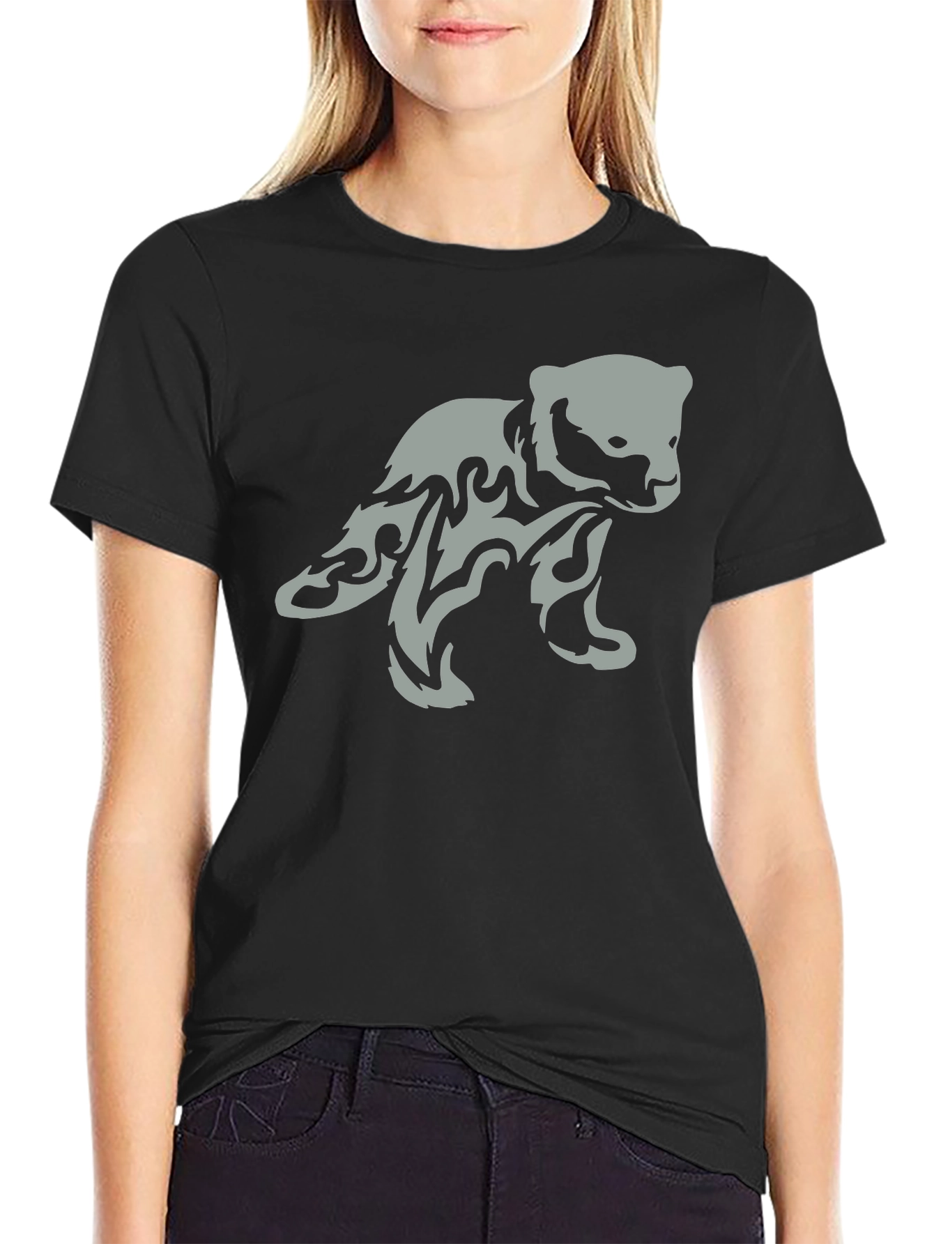 Tribal Bear Graphic Print T-Shirt