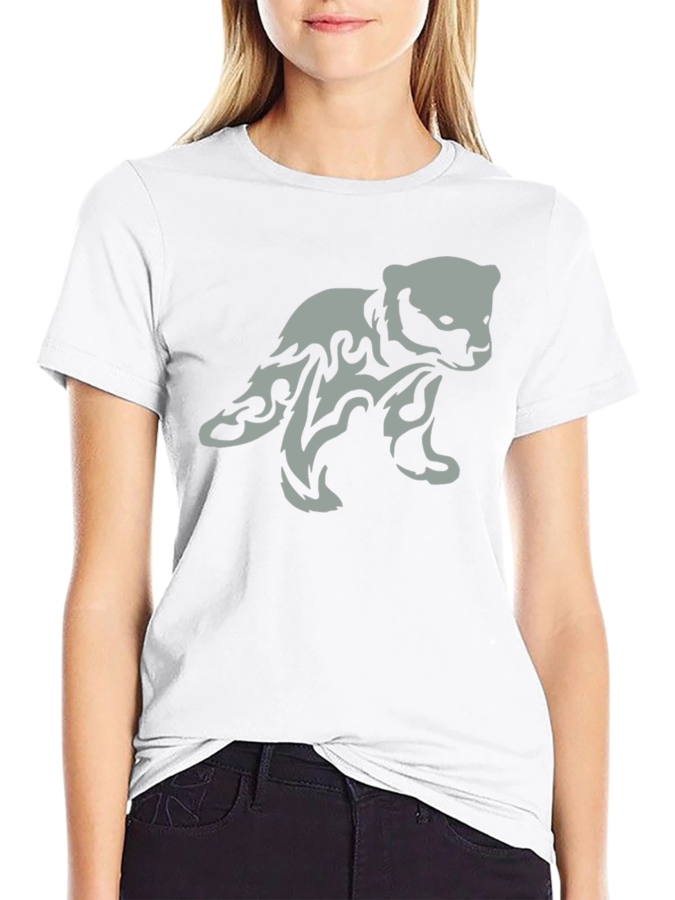 Tribal Bear Graphic Print T-Shirt