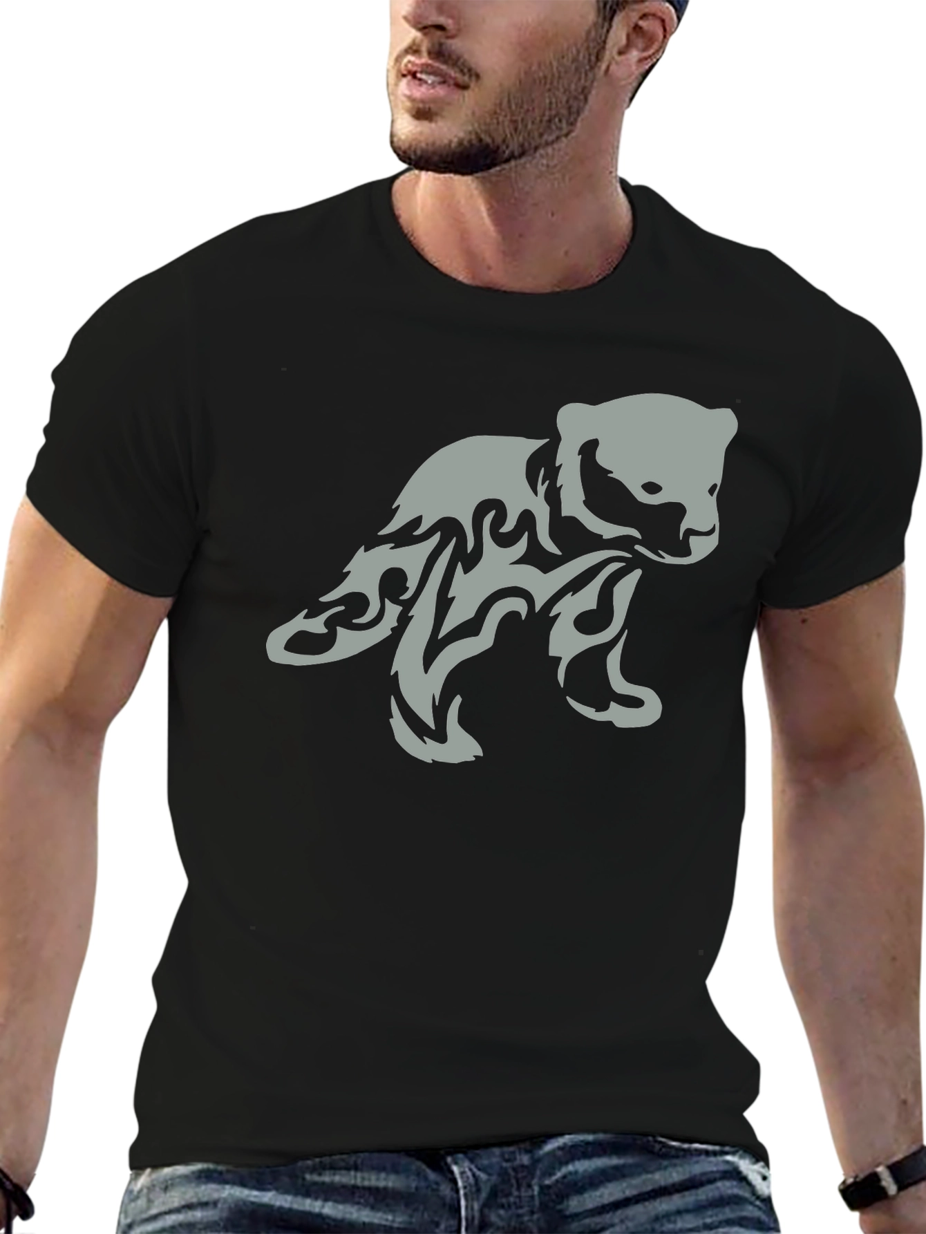 Tribal Bear Graphic Print T-Shirt