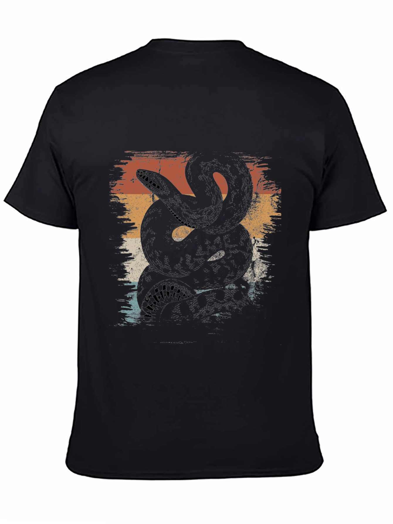 Retro Snake Graphic Tee - Black Cotton T-Shirt