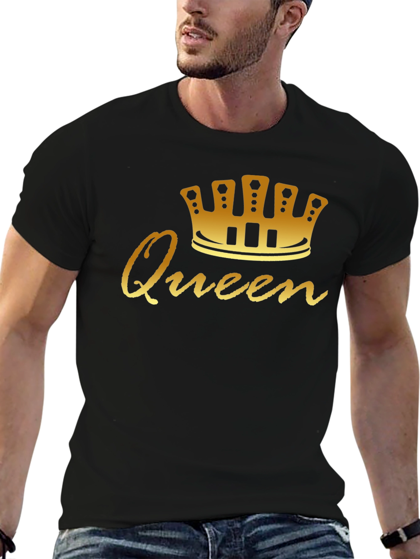 Queen Graphic Tee - Gold Crown Black Shirt