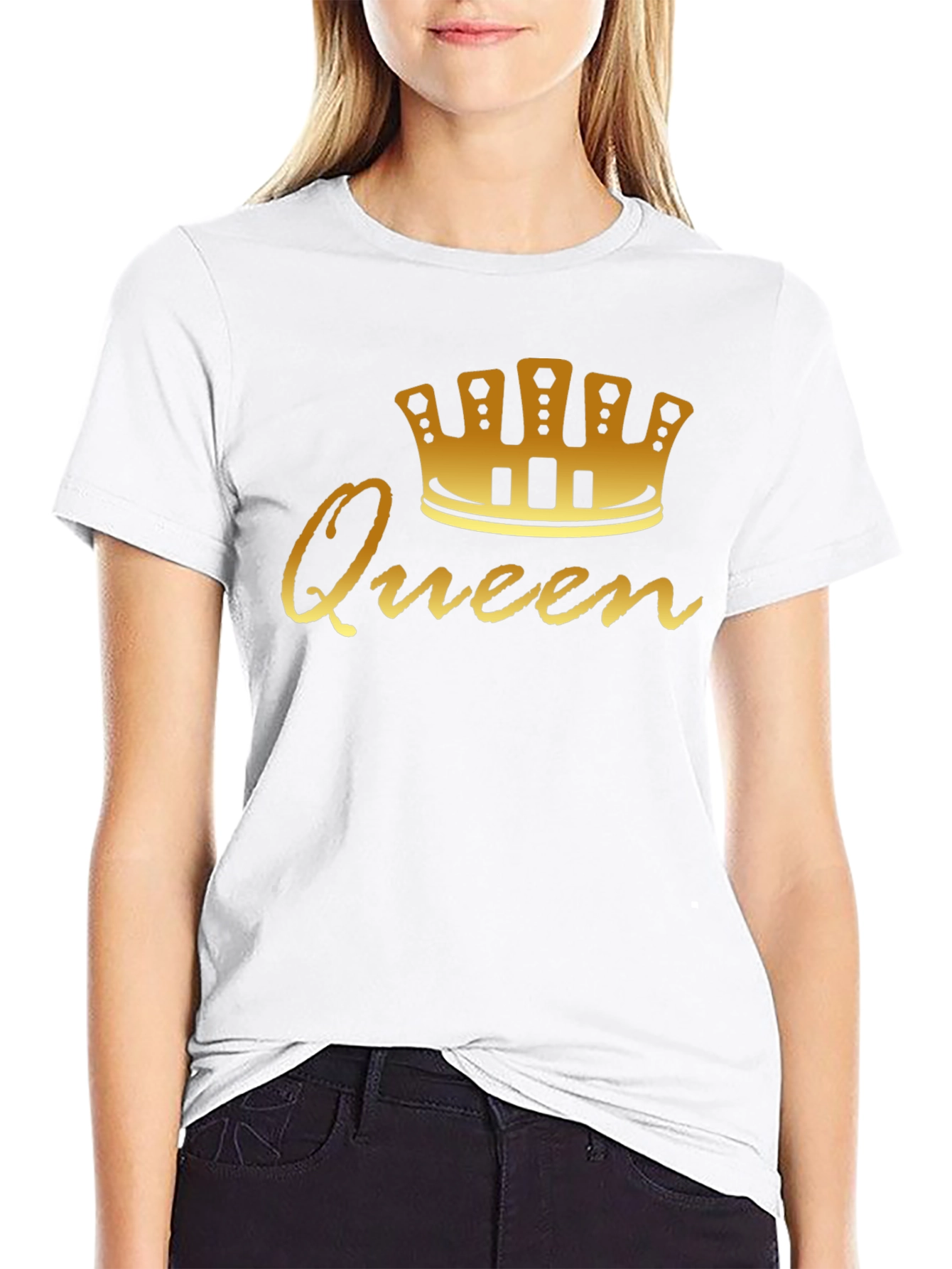 Queen Graphic Tee - Gold Crown Black Shirt