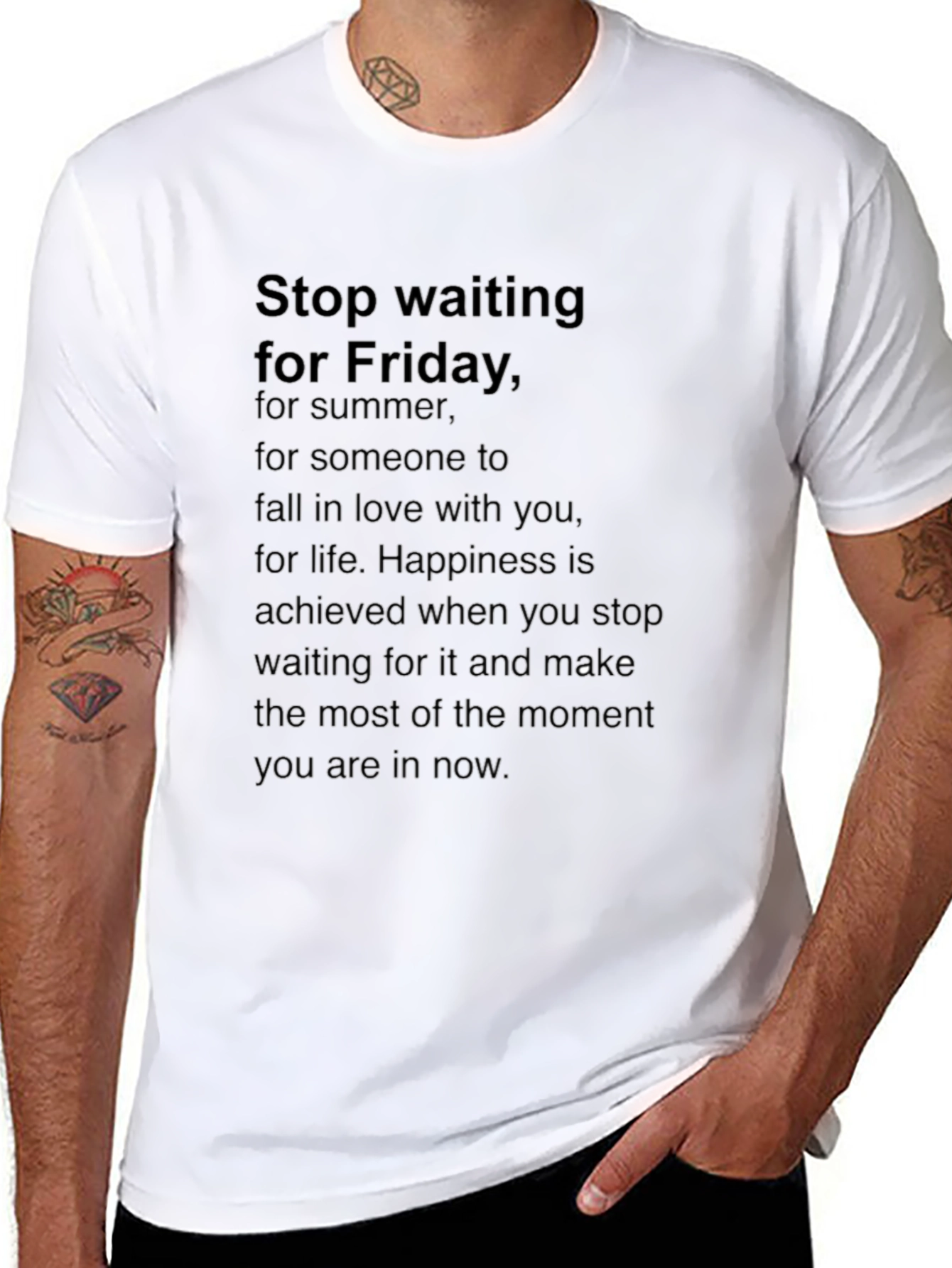 Motivational Black T-Shirt: Stop Waiting