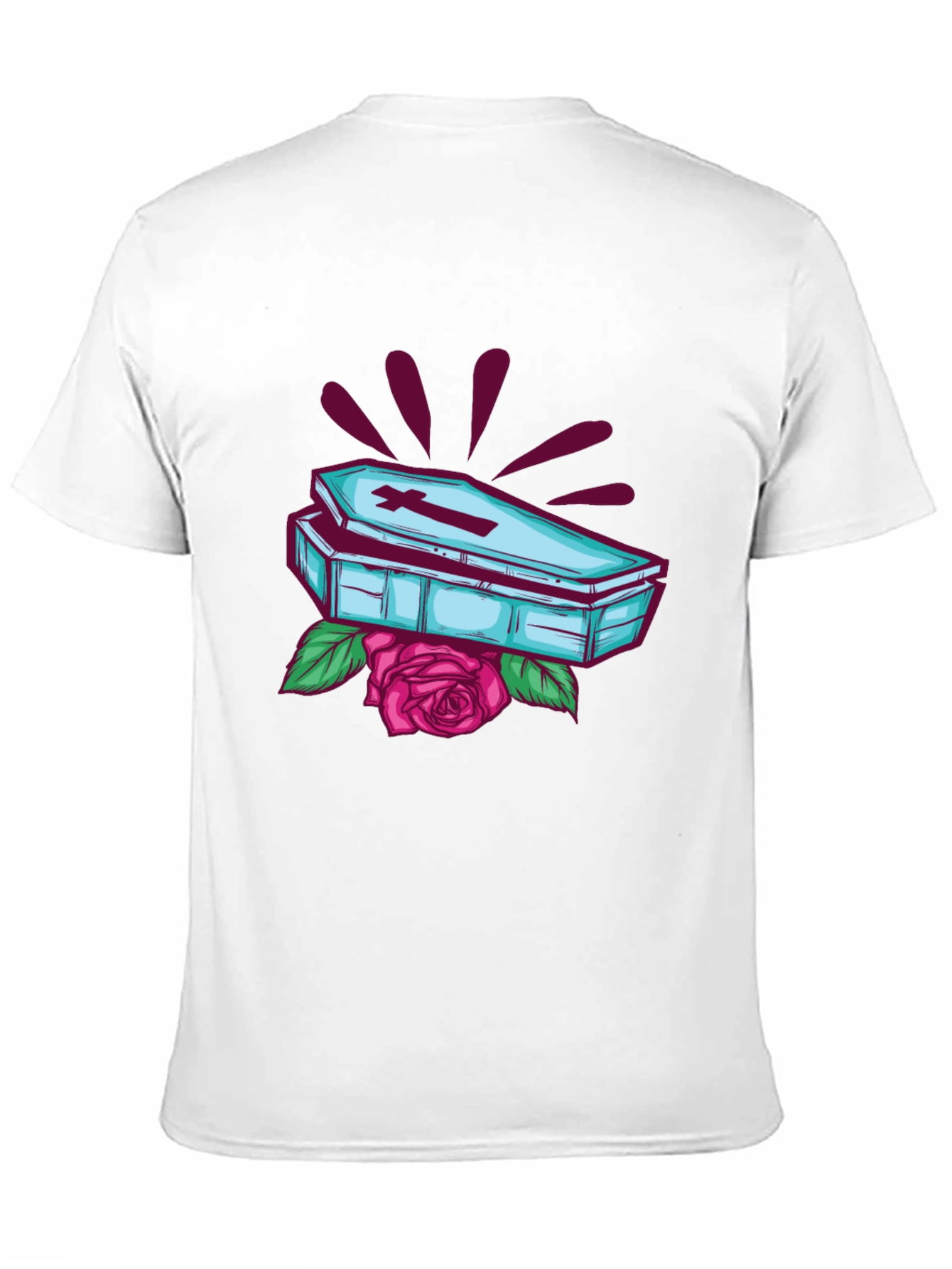 Gothic Coffin & Rose Graphic Tee - Black T-Shirt