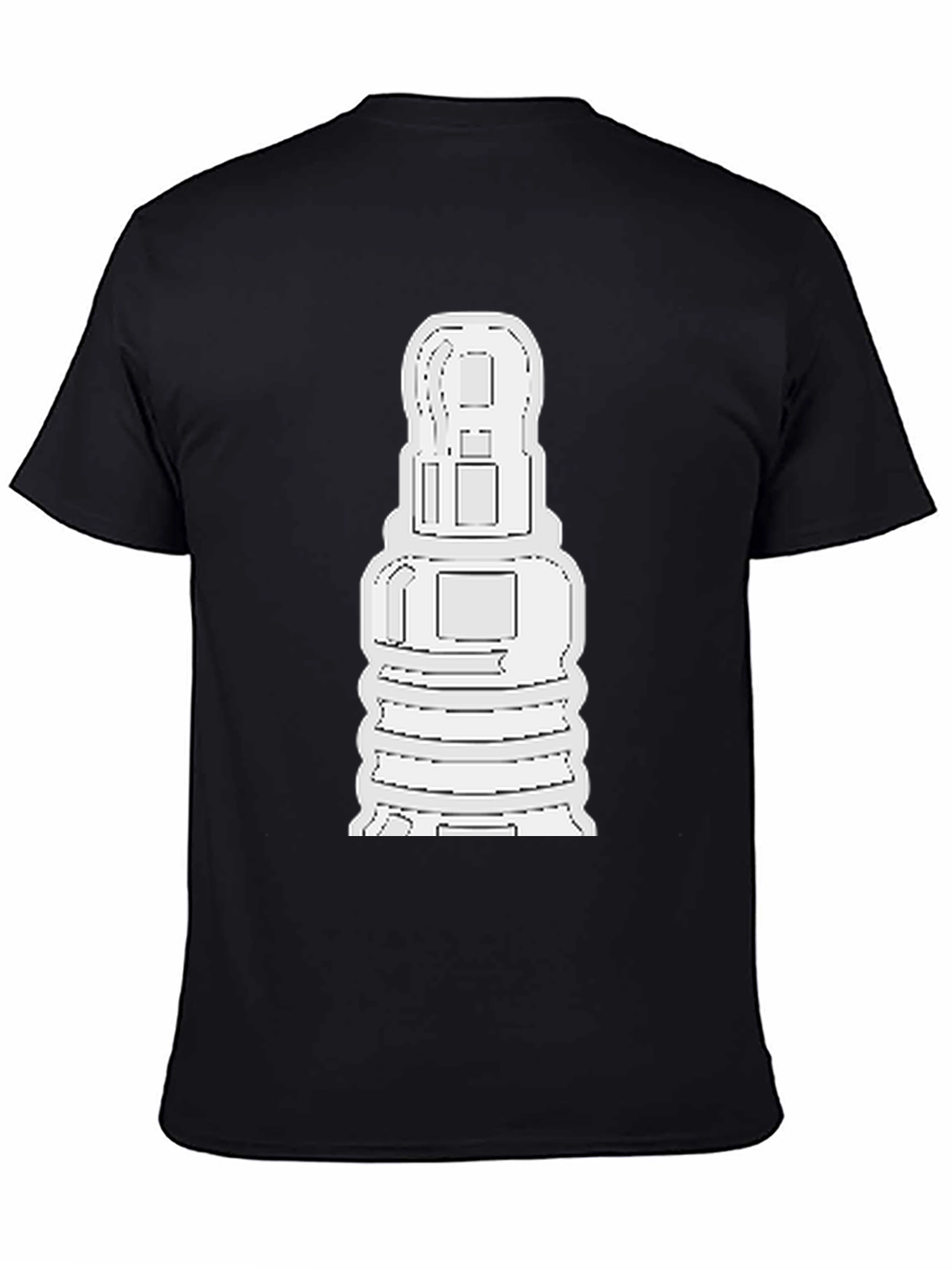 Abstract White Graphic Print Black Tee