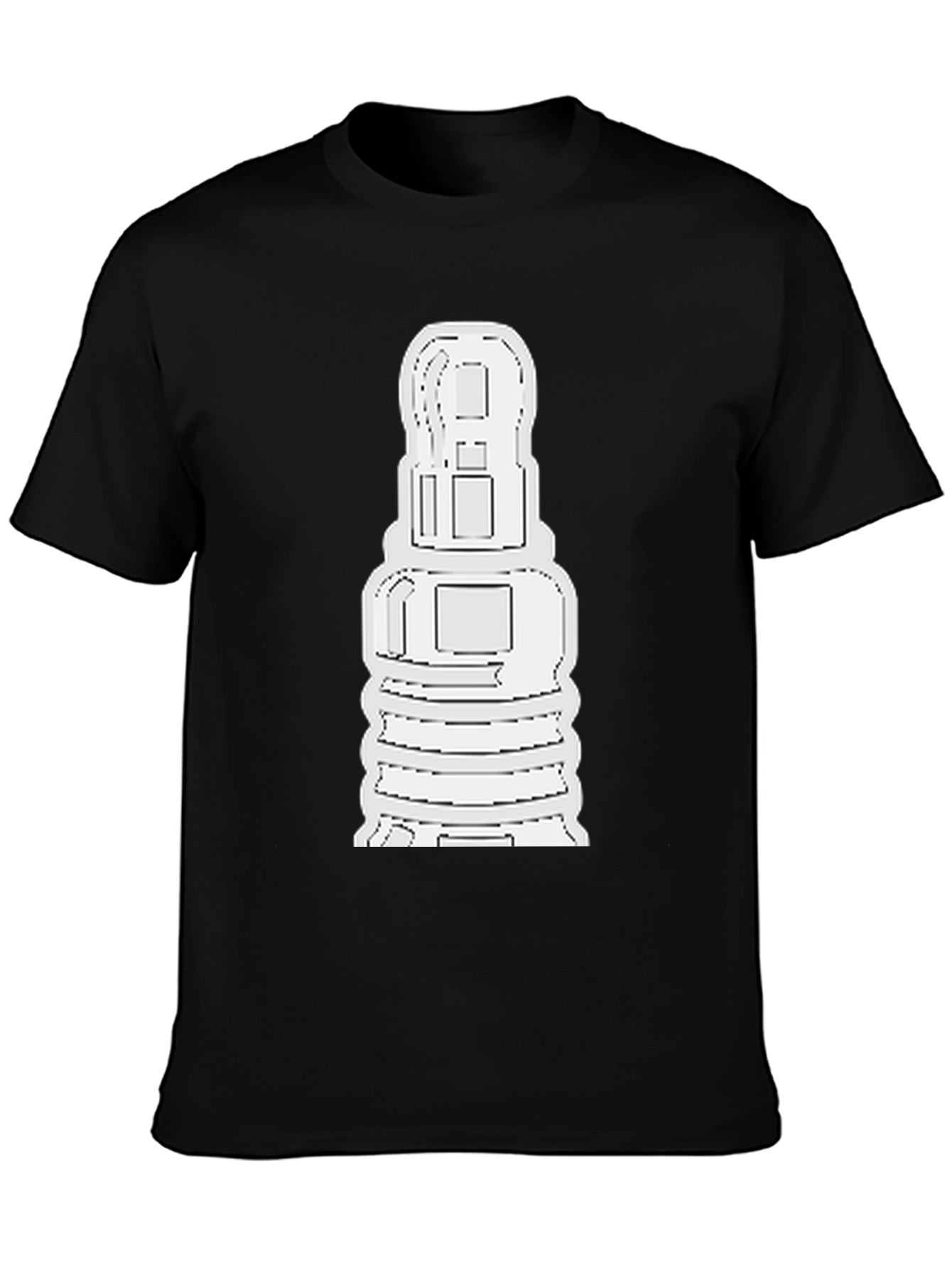 Abstract White Graphic Print Black Tee