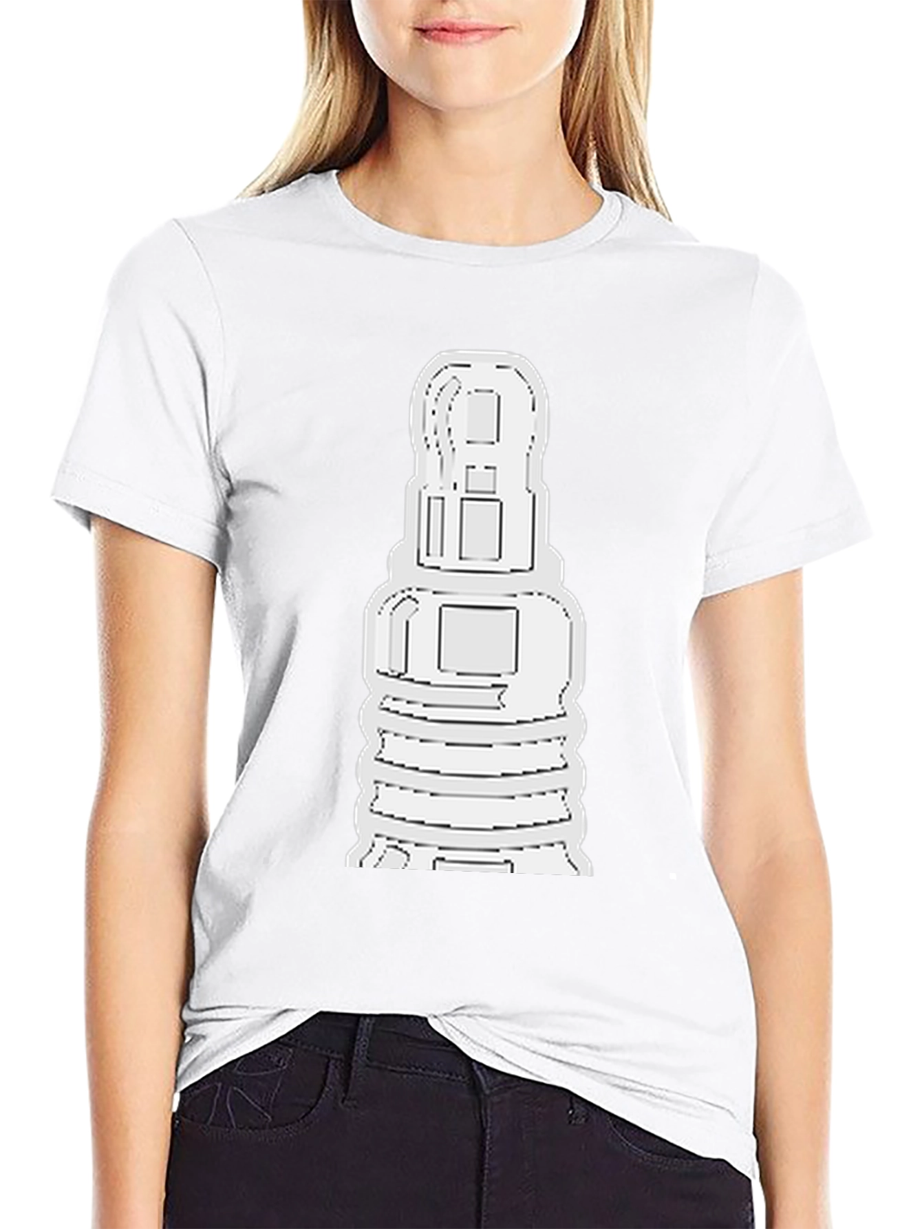 Abstract White Graphic Print Black Tee