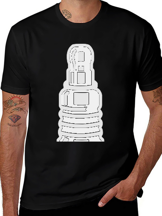 Abstract White Graphic Print Black Tee