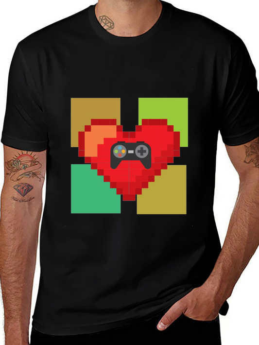 Pixel Heart Gamer T-Shirt - Black