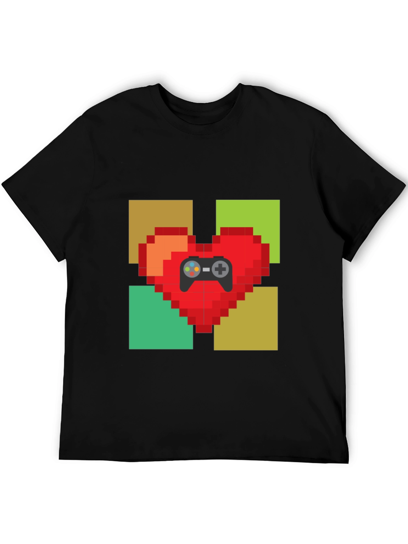 Pixel Heart Gamer T-Shirt - Black