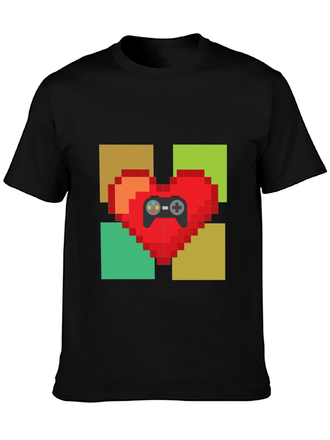 Pixel Heart Gamer T-Shirt - Black