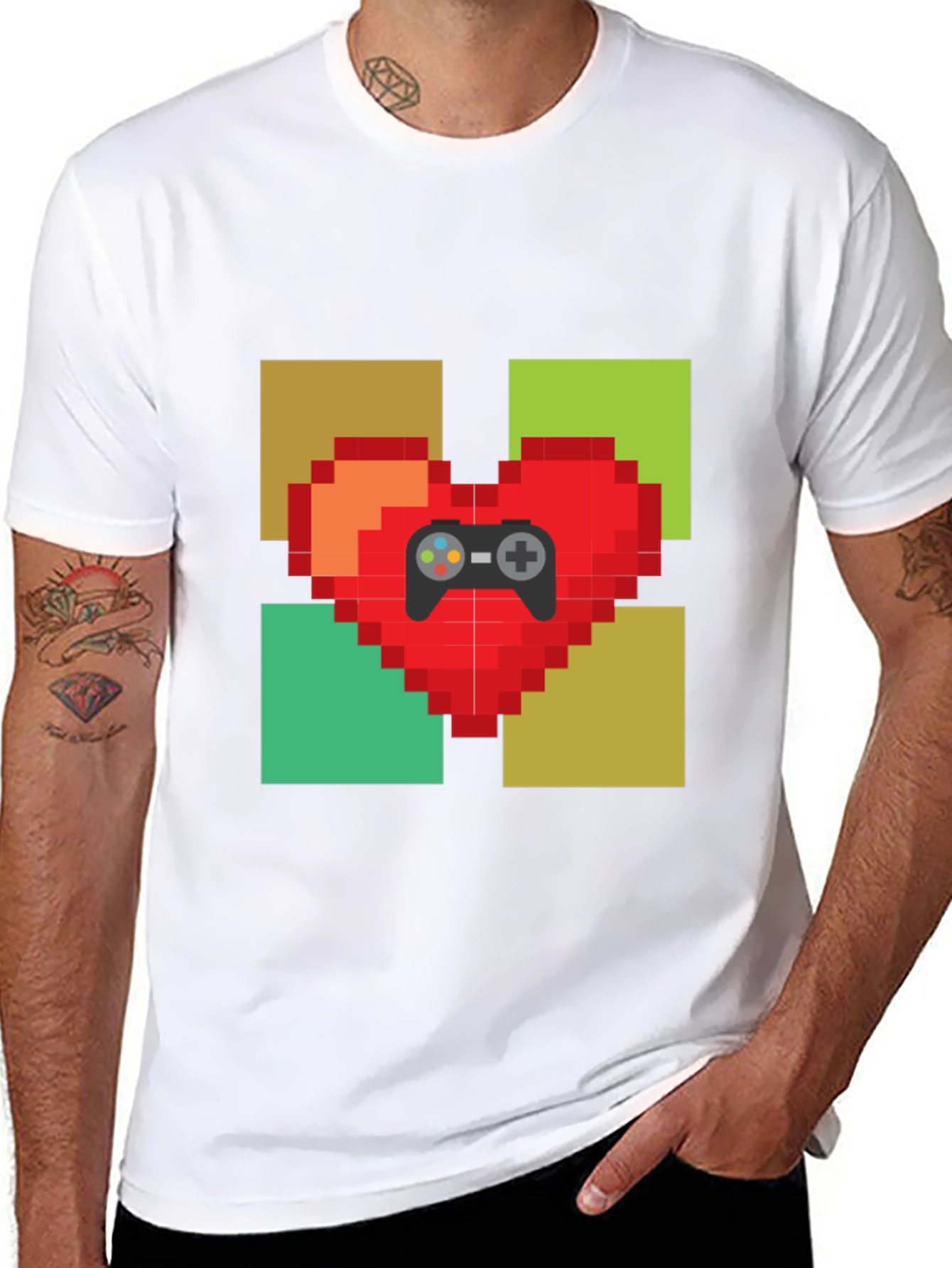 Pixel Heart Gamer T-Shirt - Black