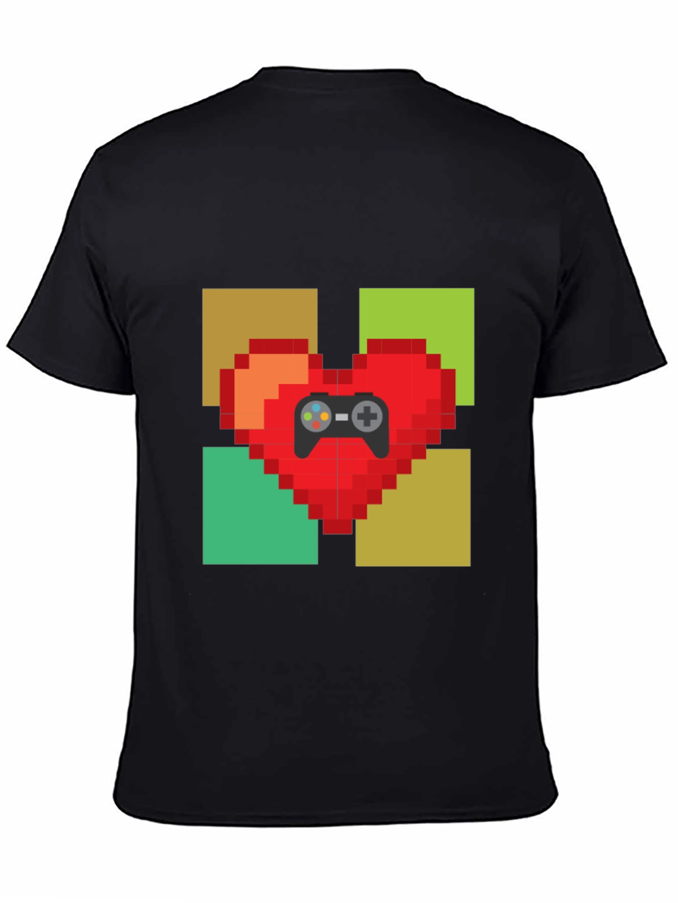 Pixel Heart Gamer T-Shirt - Black