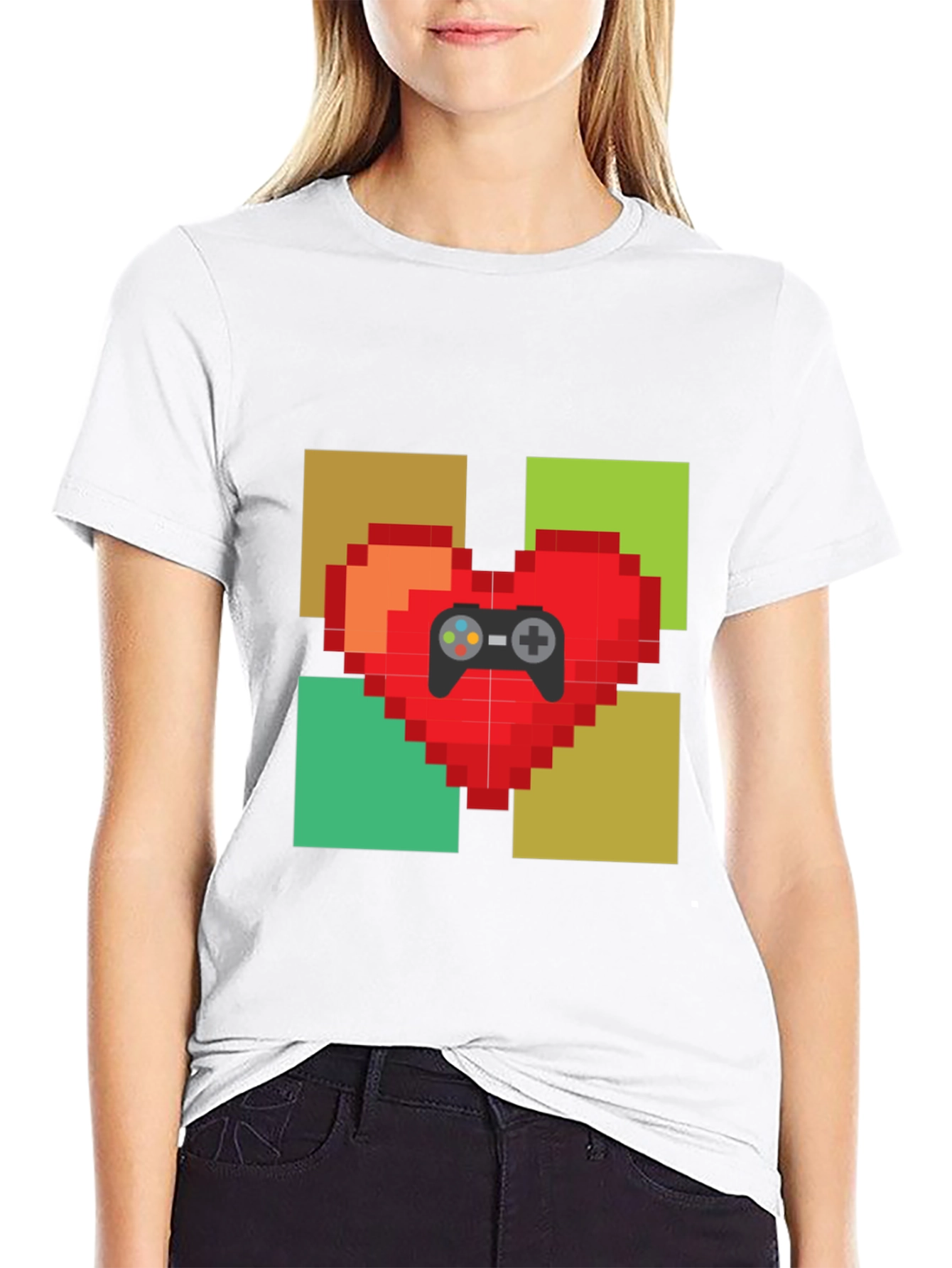 Pixel Heart Gamer T-Shirt - Black