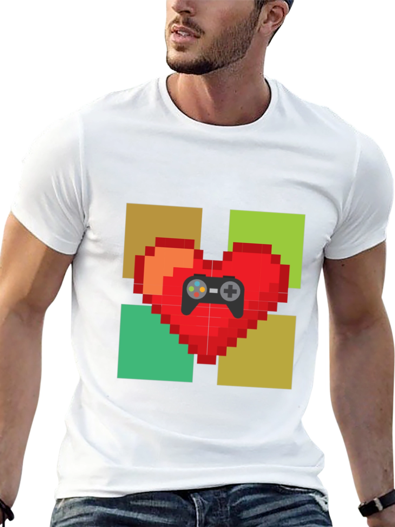 Pixel Heart Gamer T-Shirt - Black