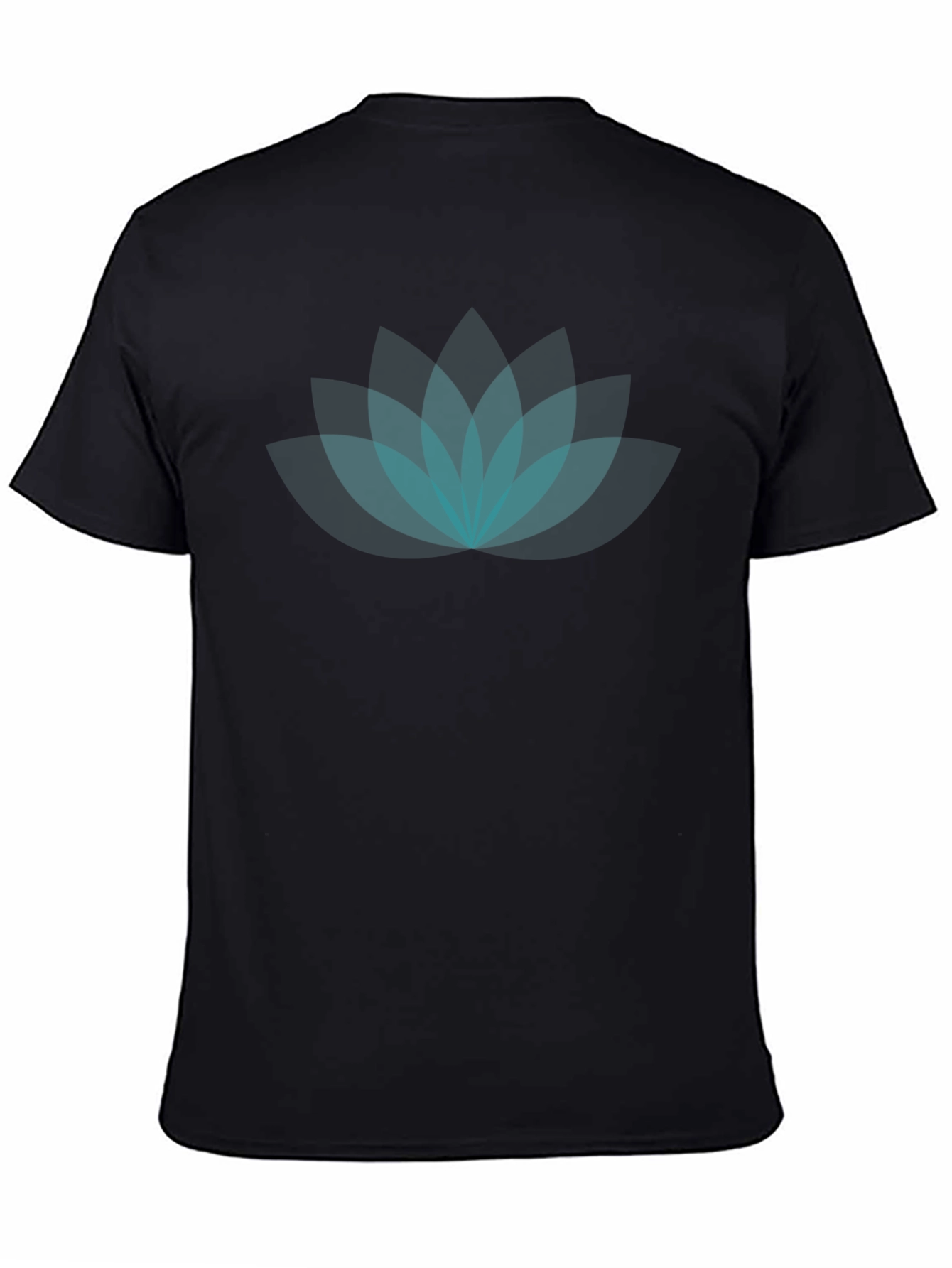 Lotus Flower Graphic T-Shirt - Teal on Black