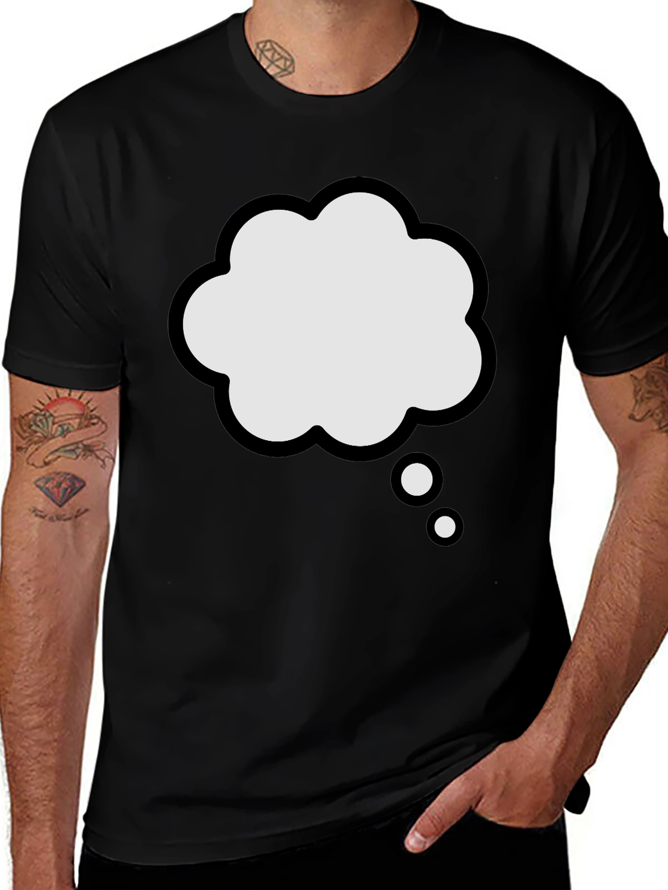 Cloud Thought Bubble Graphic T-Shirt - Black