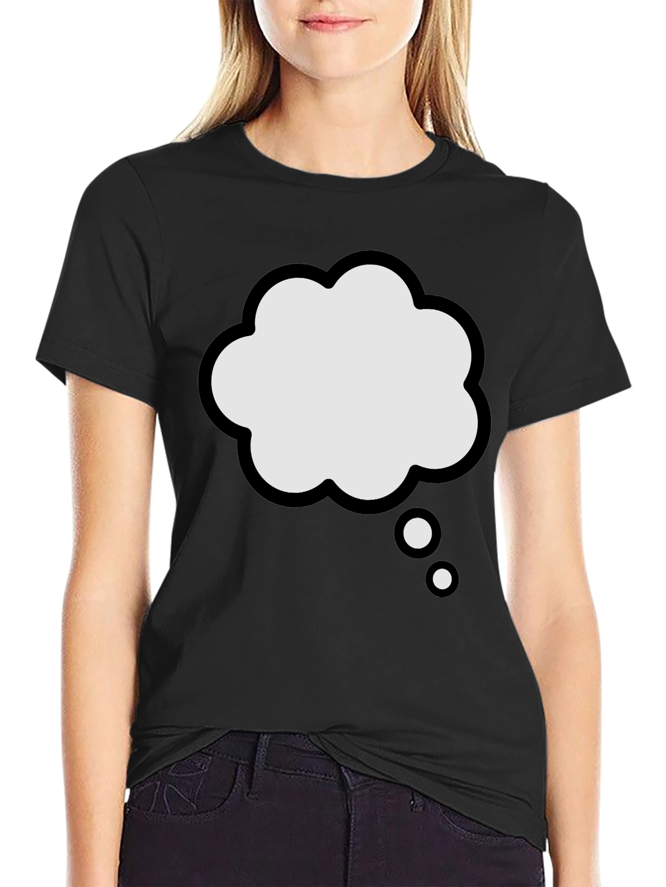 Cloud Thought Bubble Graphic T-Shirt - Black