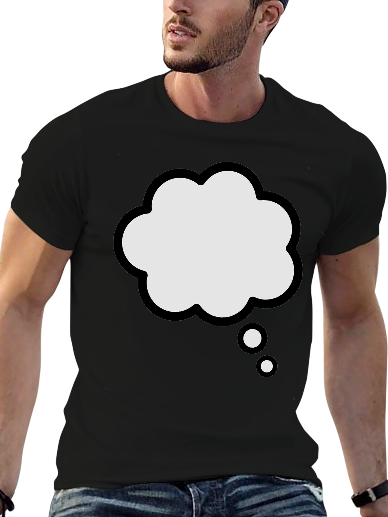 Cloud Thought Bubble Graphic T-Shirt - Black