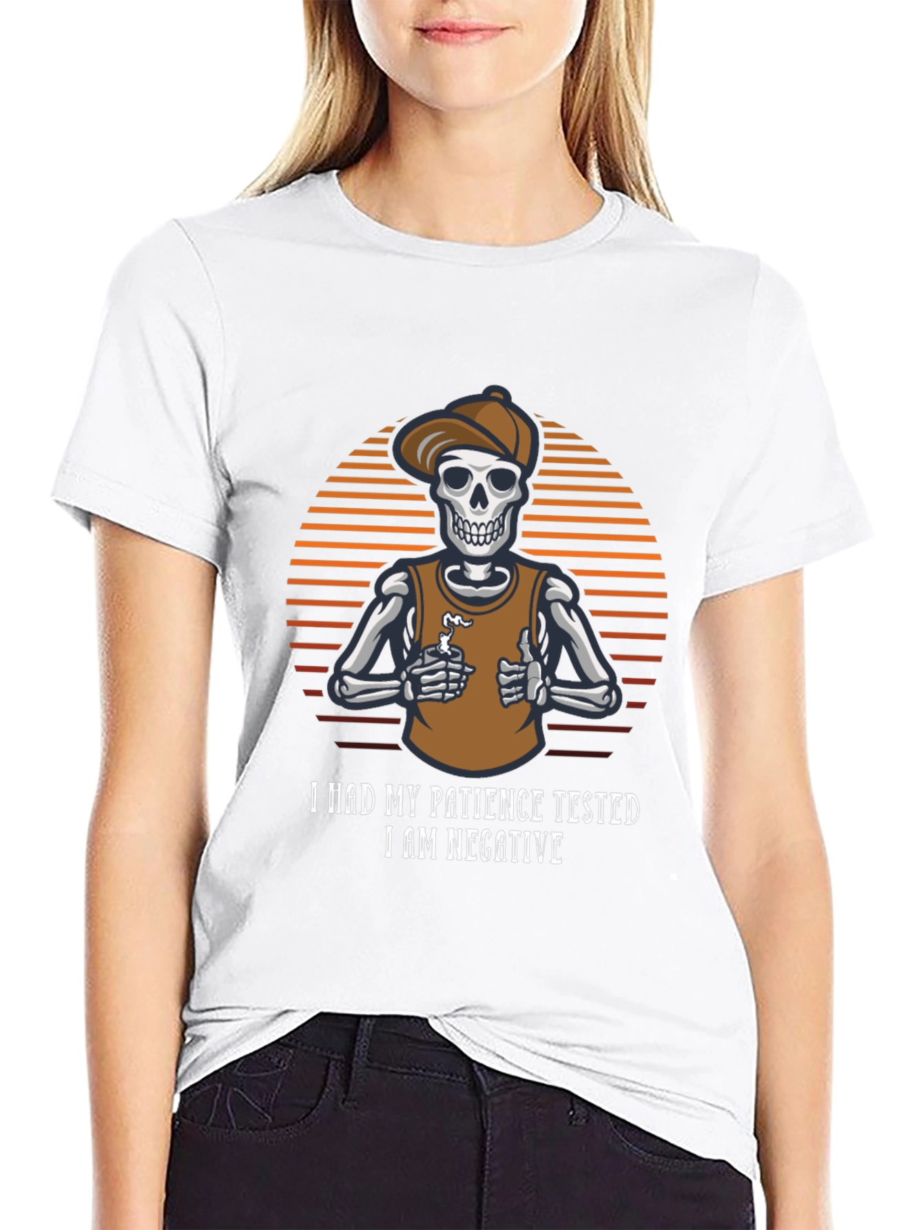 Patience Tested Skeleton Graphic T-Shirt