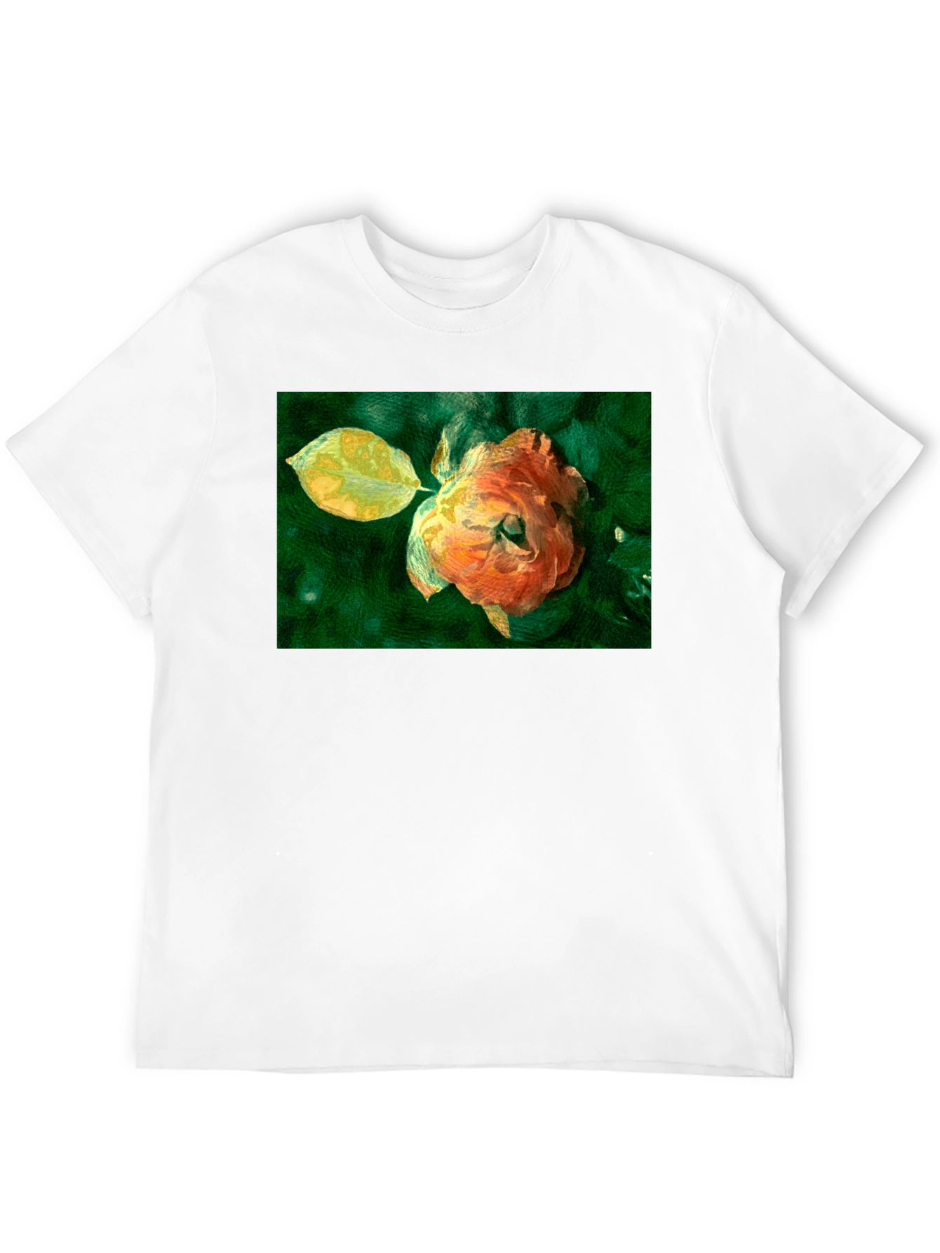 Floral Art Print Black T-Shirt