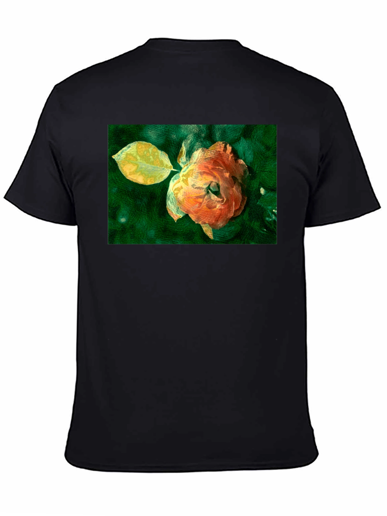 Floral Art Print Black T-Shirt