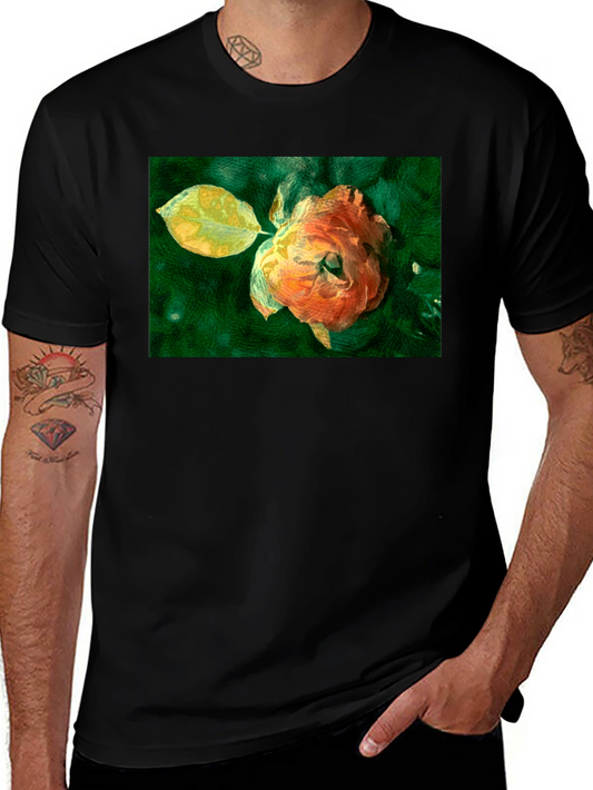 Floral Art Print Black T-Shirt