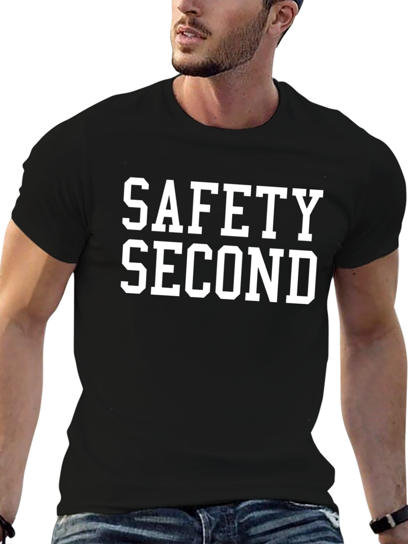 Safety Second Graphic Tee - Black Cotton T-Shirt