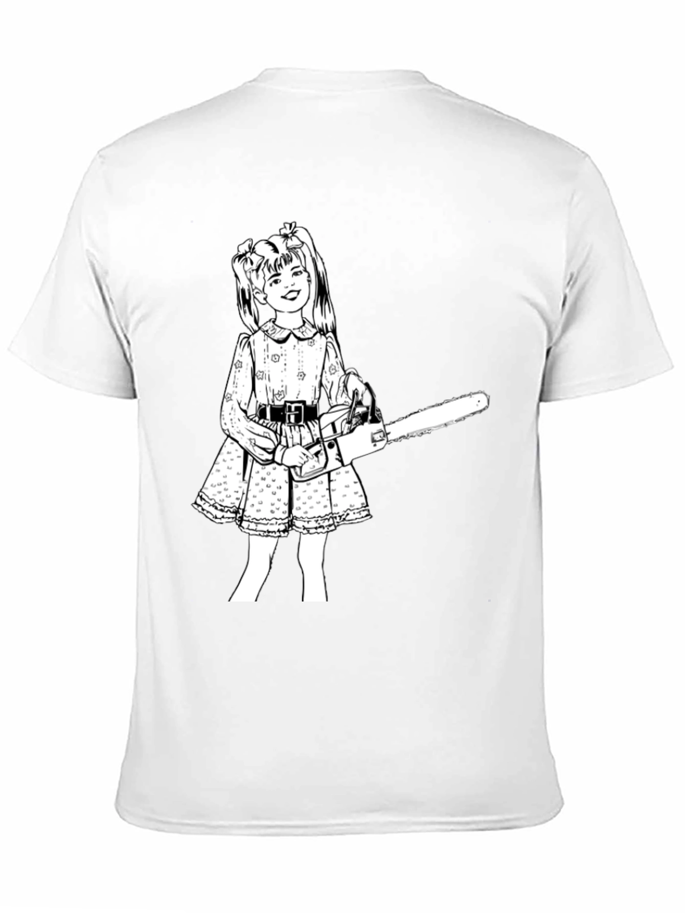 Creepy Cute Girl Chainsaw Black T-Shirt