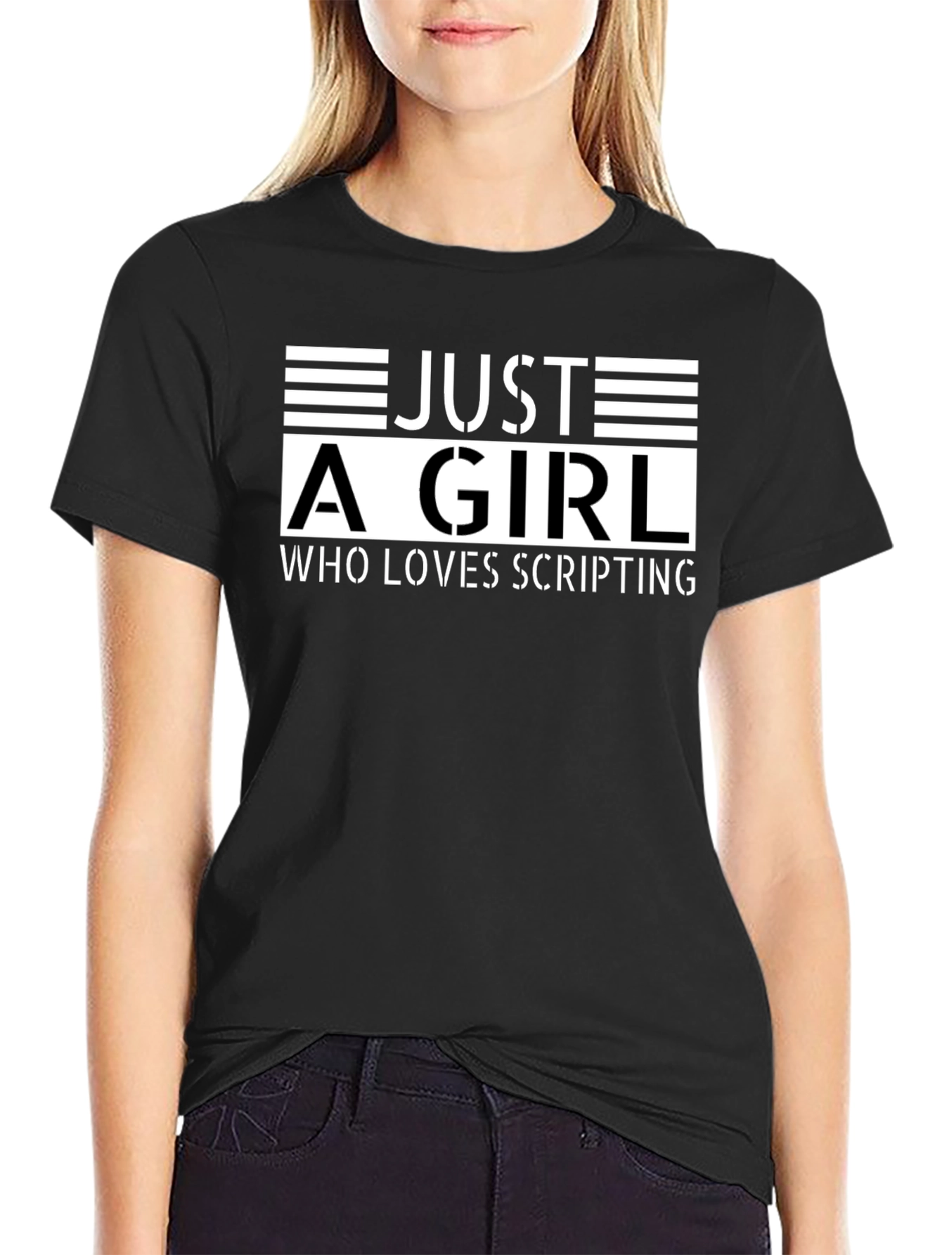 Just a Girl Who Loves Scripting Black T-Shirt