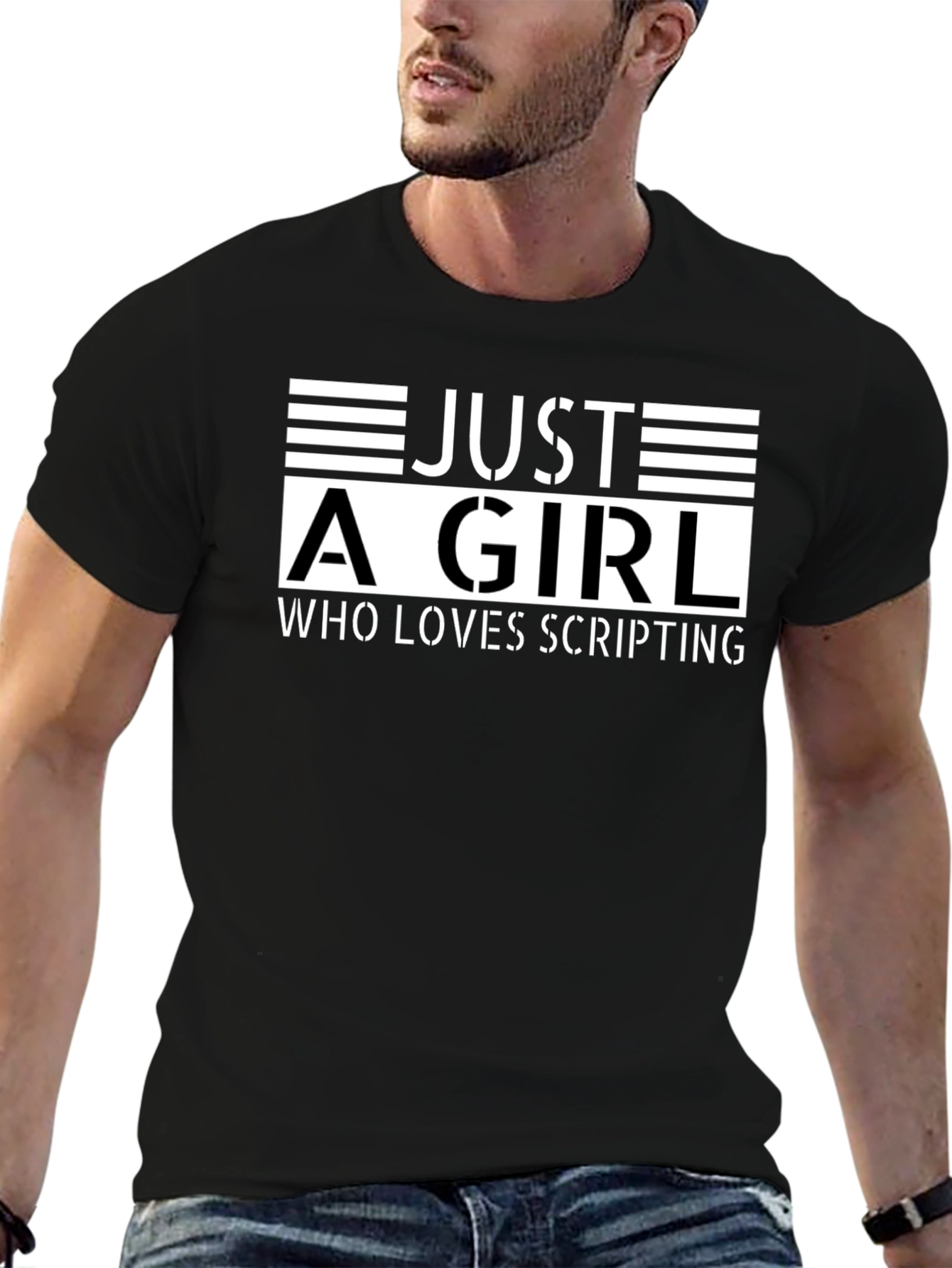 Just a Girl Who Loves Scripting Black T-Shirt