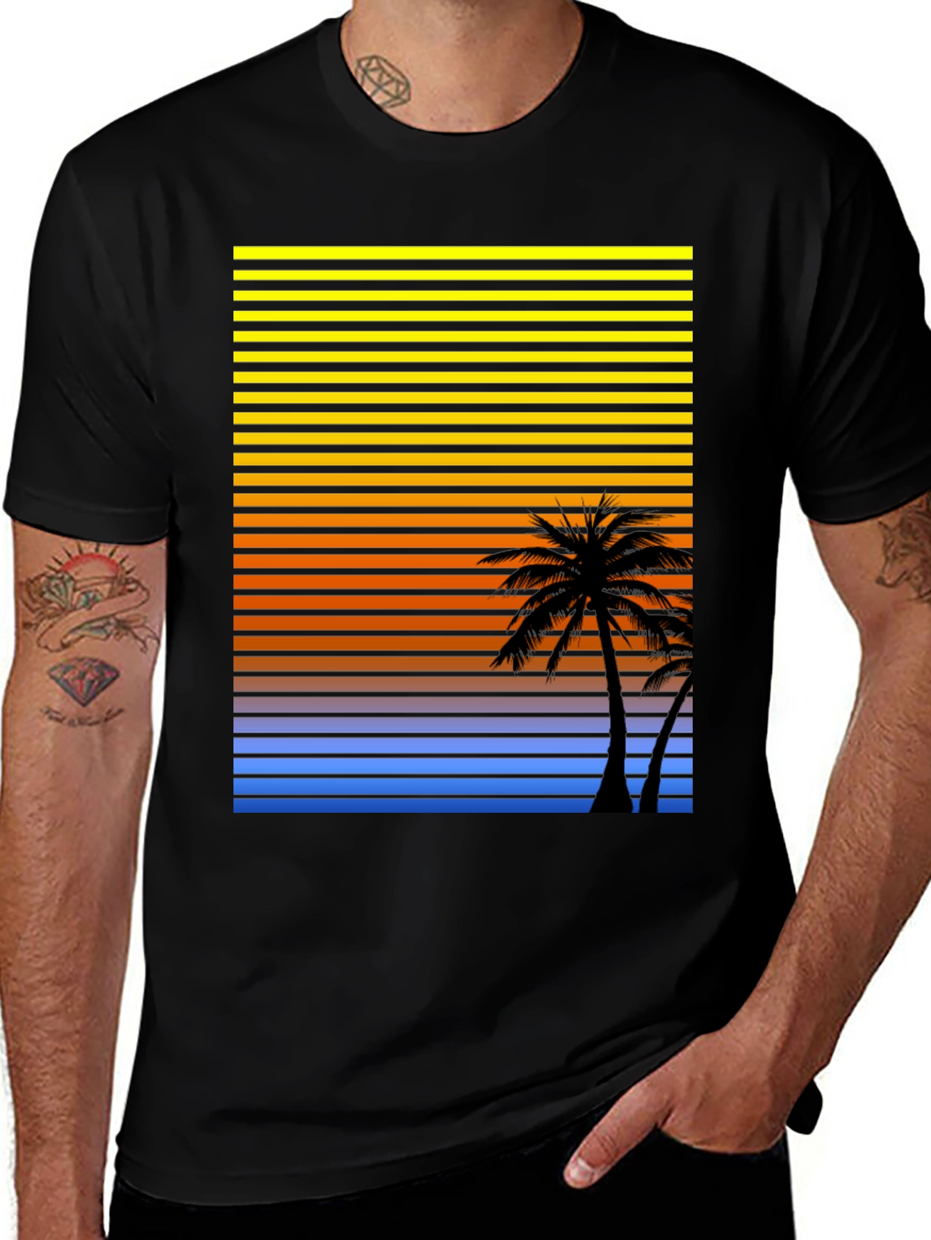 Retro Palm Tree Sunset T-Shirt