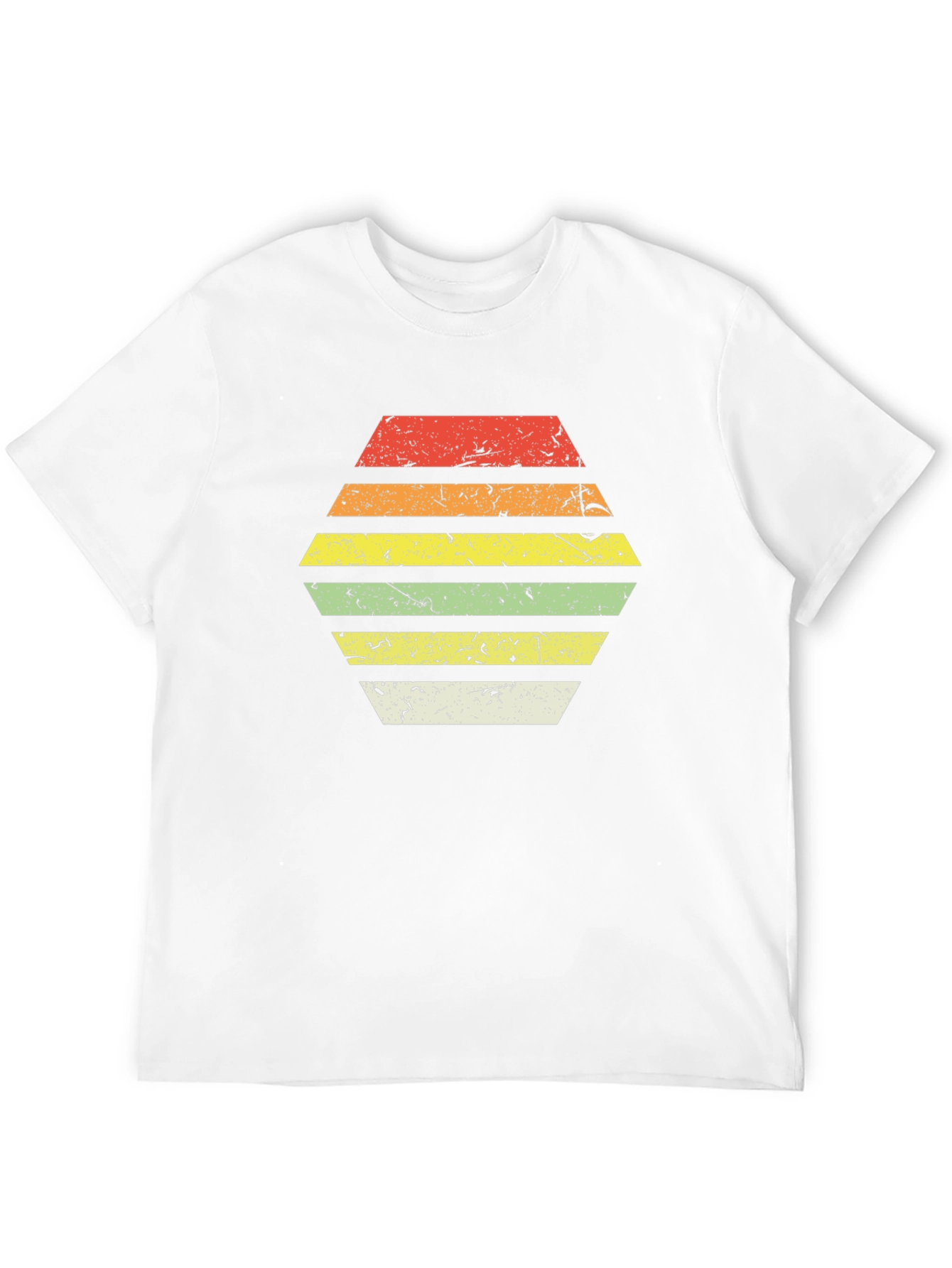 Retro Striped Hexagon Graphic Tee - Black