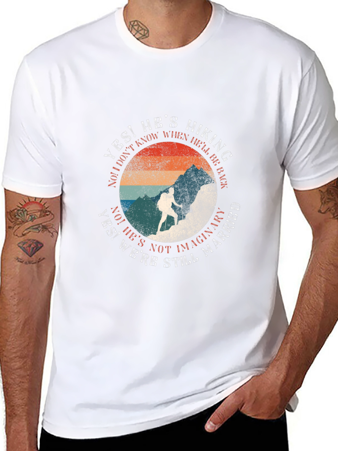 Hiking T-Shirt: Hes Hiking Still Married