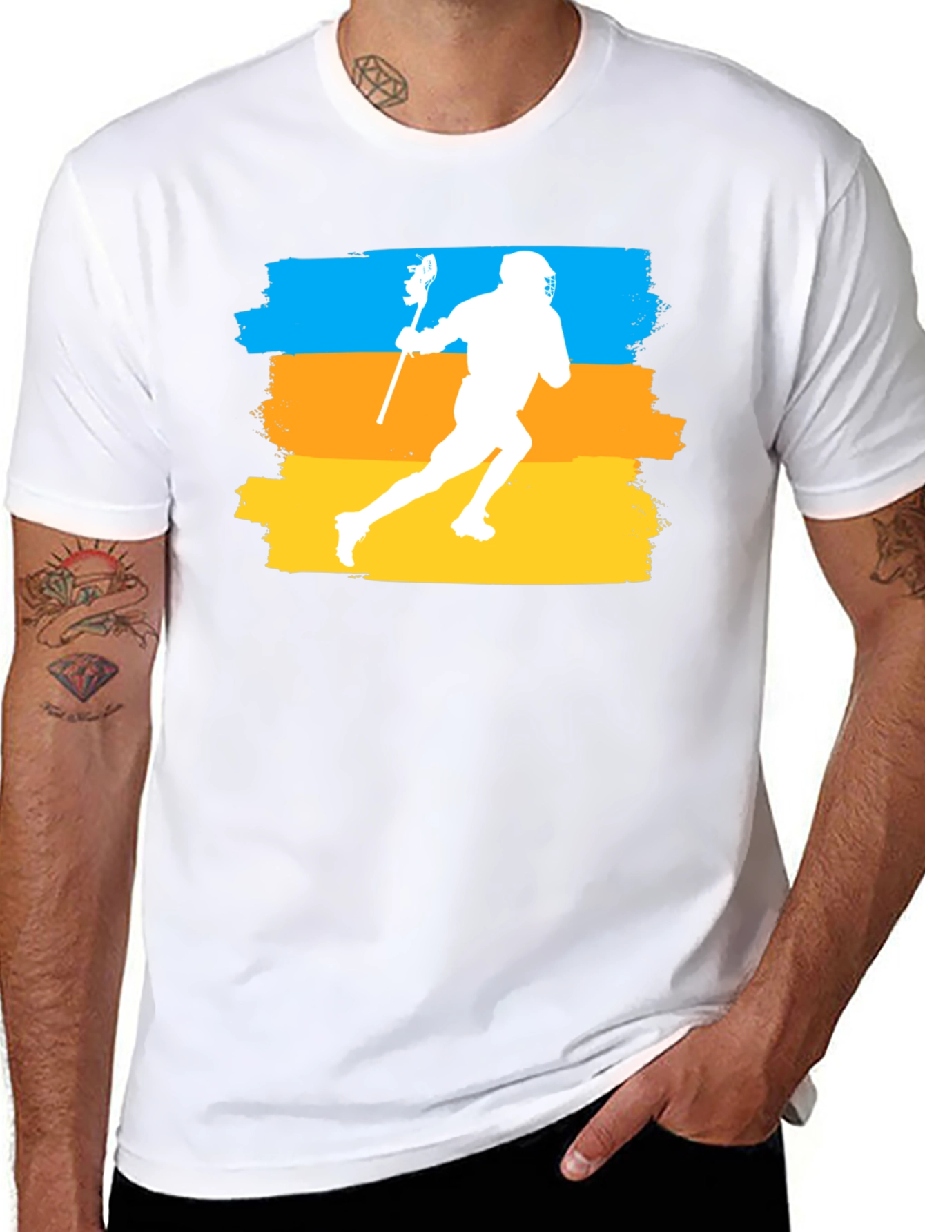 Lacrosse Player Graphic T-Shirt - Athletic Sport Tee