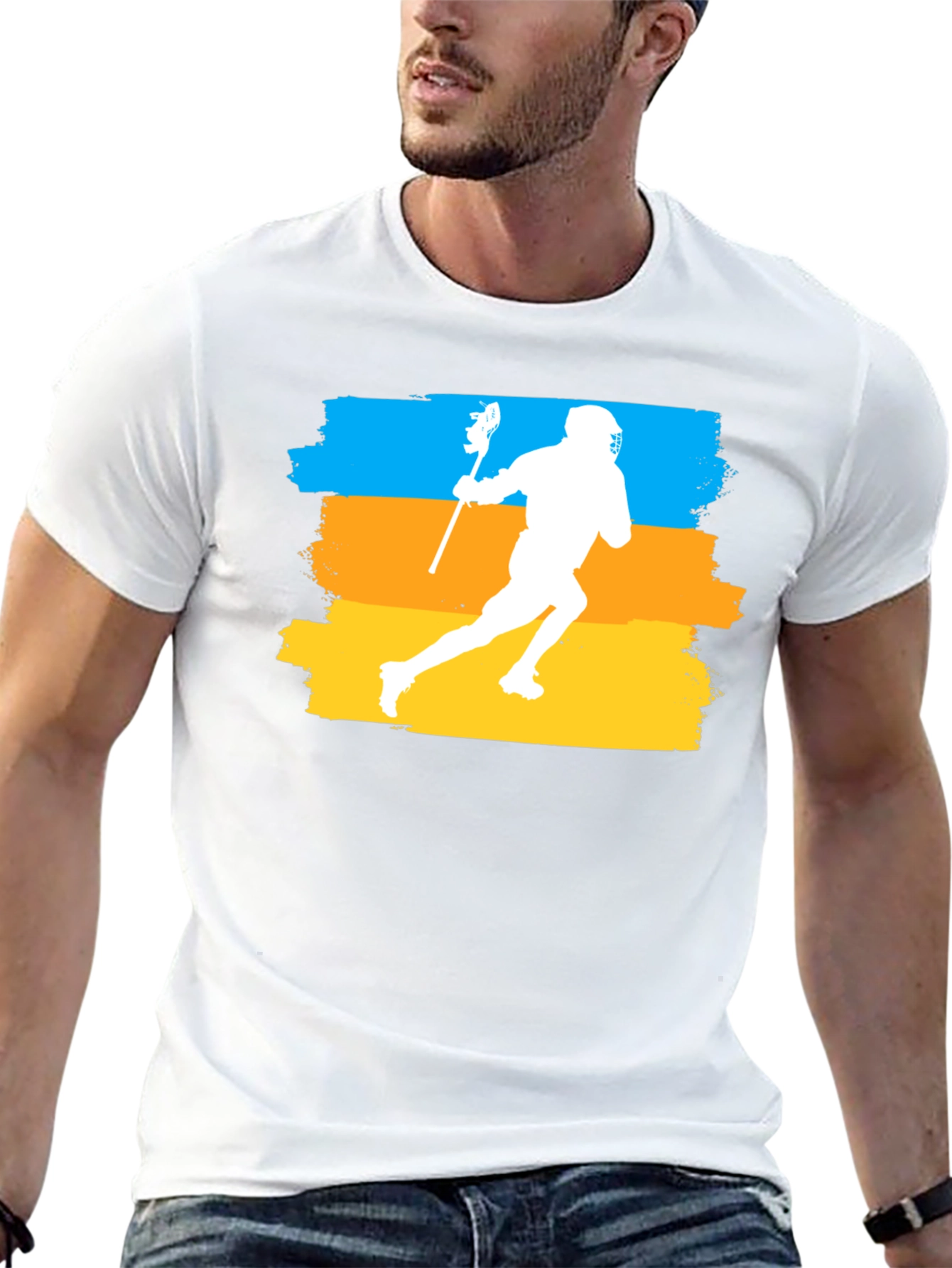 Lacrosse Player Graphic T-Shirt - Athletic Sport Tee