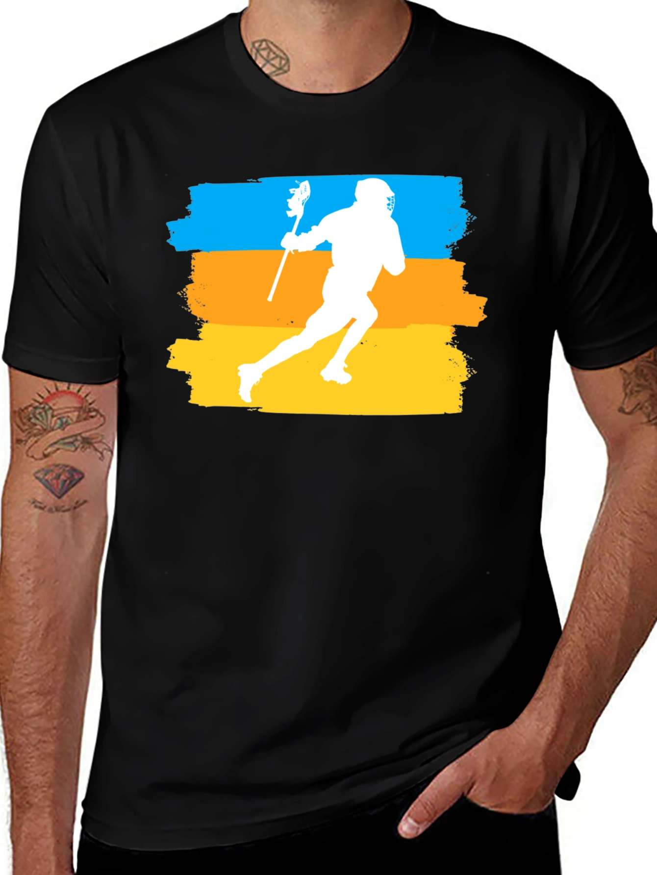 Lacrosse Player Graphic T-Shirt - Athletic Sport Tee