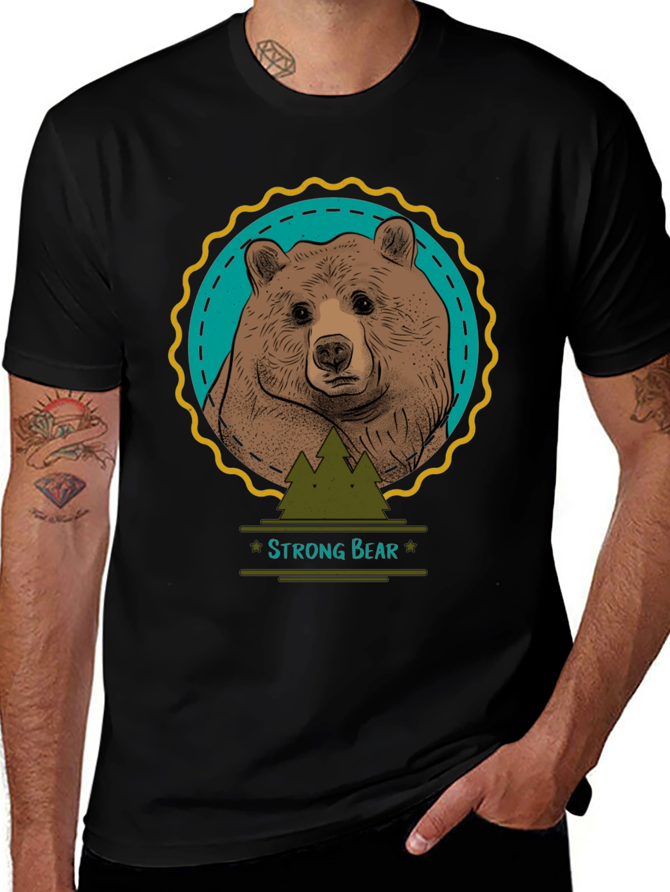 Strong Bear Graphic Tee - Nature Inspired Design