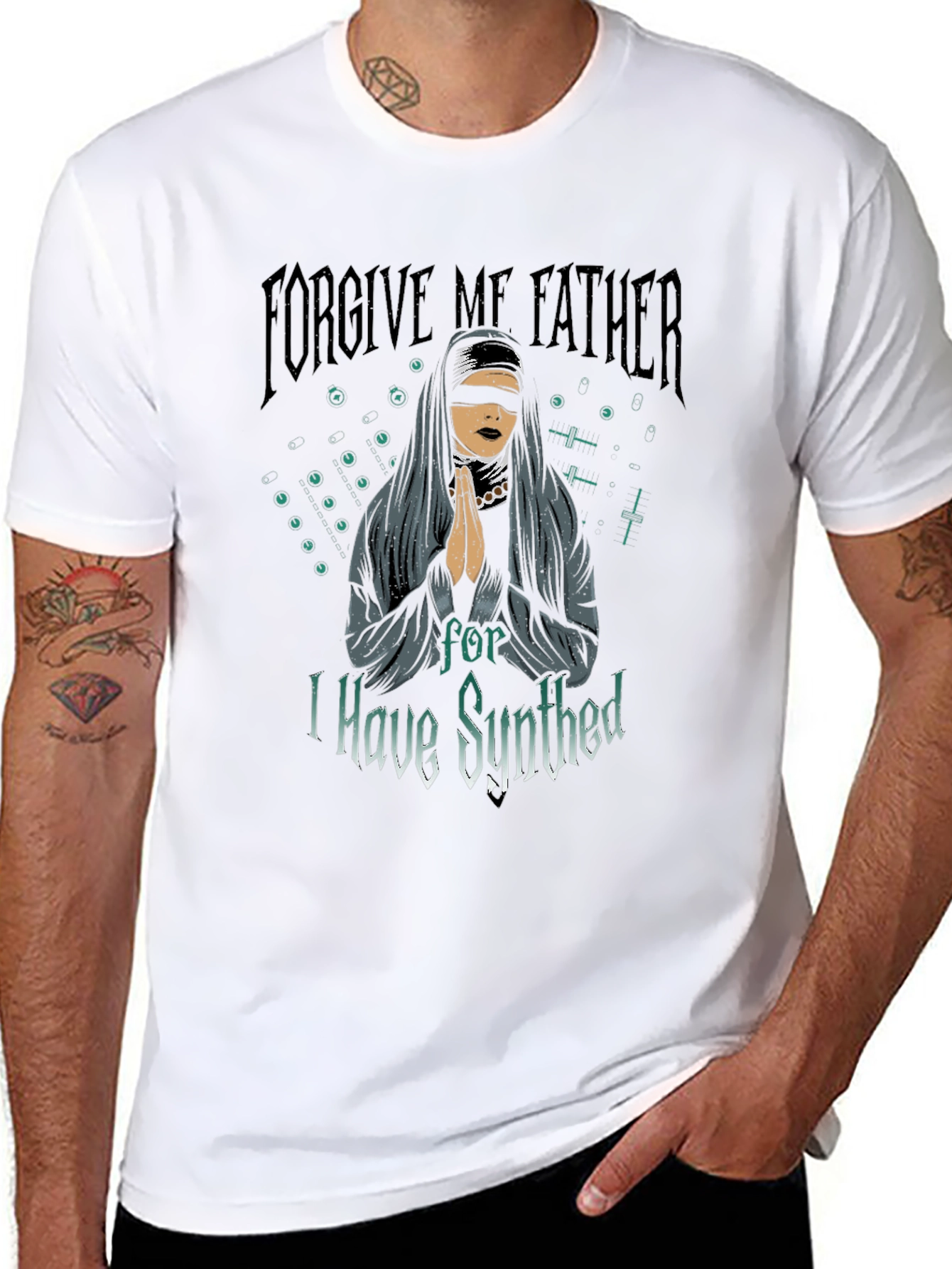 Forgive Me Father Black Graphic T-Shirt