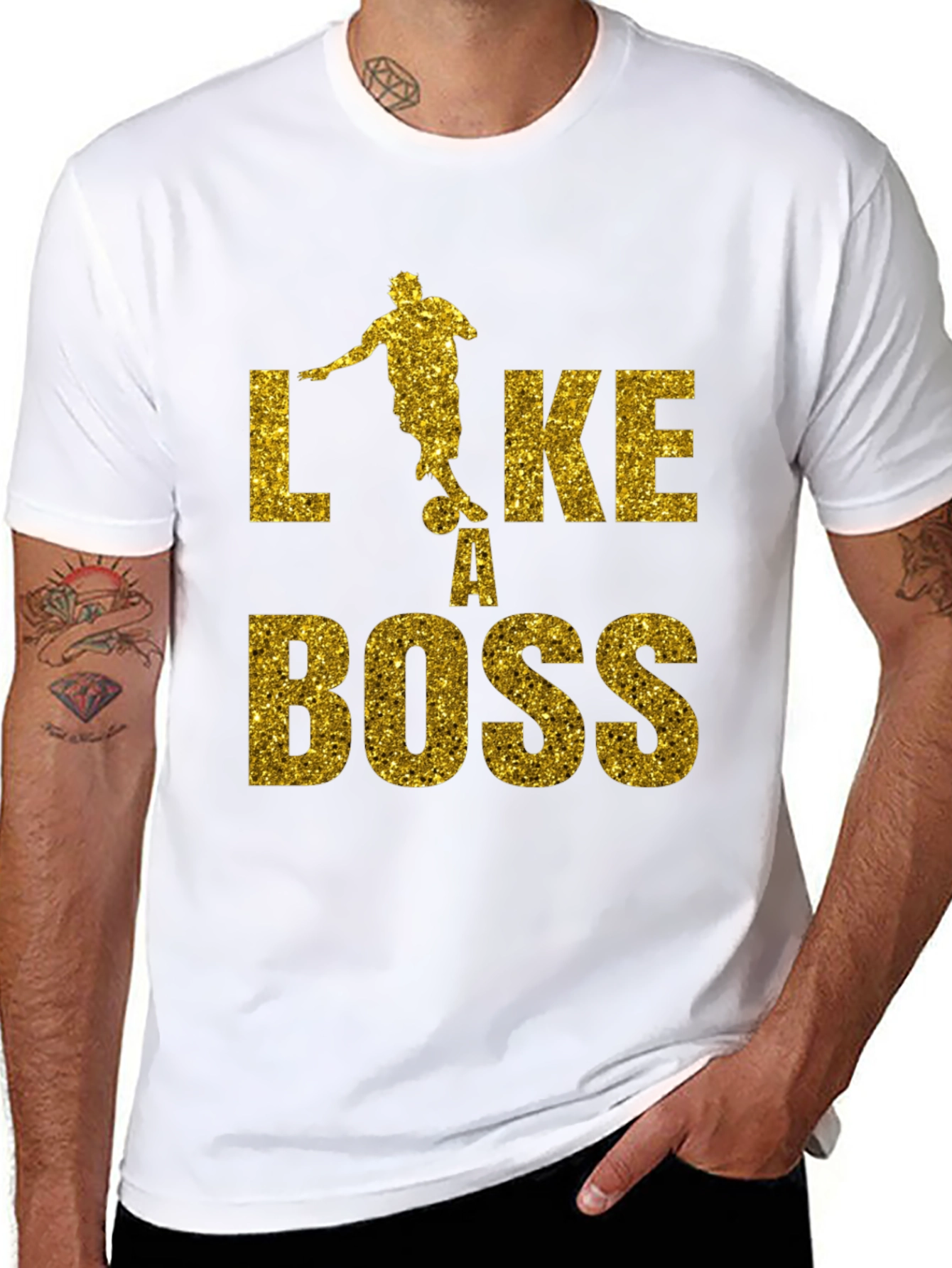 Like a Boss Gold Glitter Soccer T-Shirt